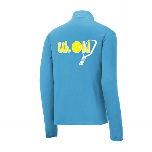 Uh Oh! | Men's 1/4 Zip Long Sleeve Pullover Athletic Pickleball Performance Shirt | 100% Polyester