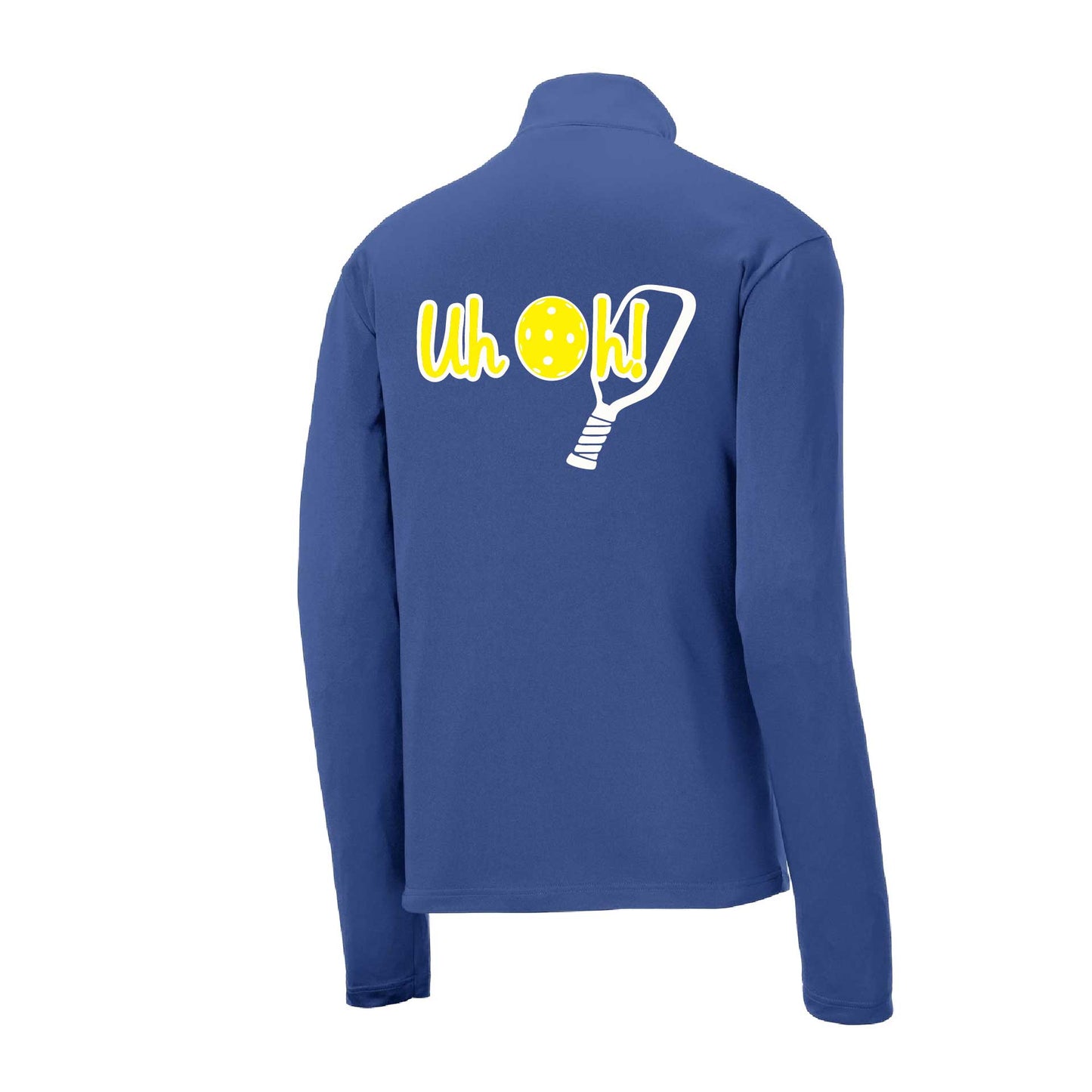 Uh Oh! | Men's 1/4 Zip Long Sleeve Pullover Athletic Pickleball Performance Shirt | 100% Polyester