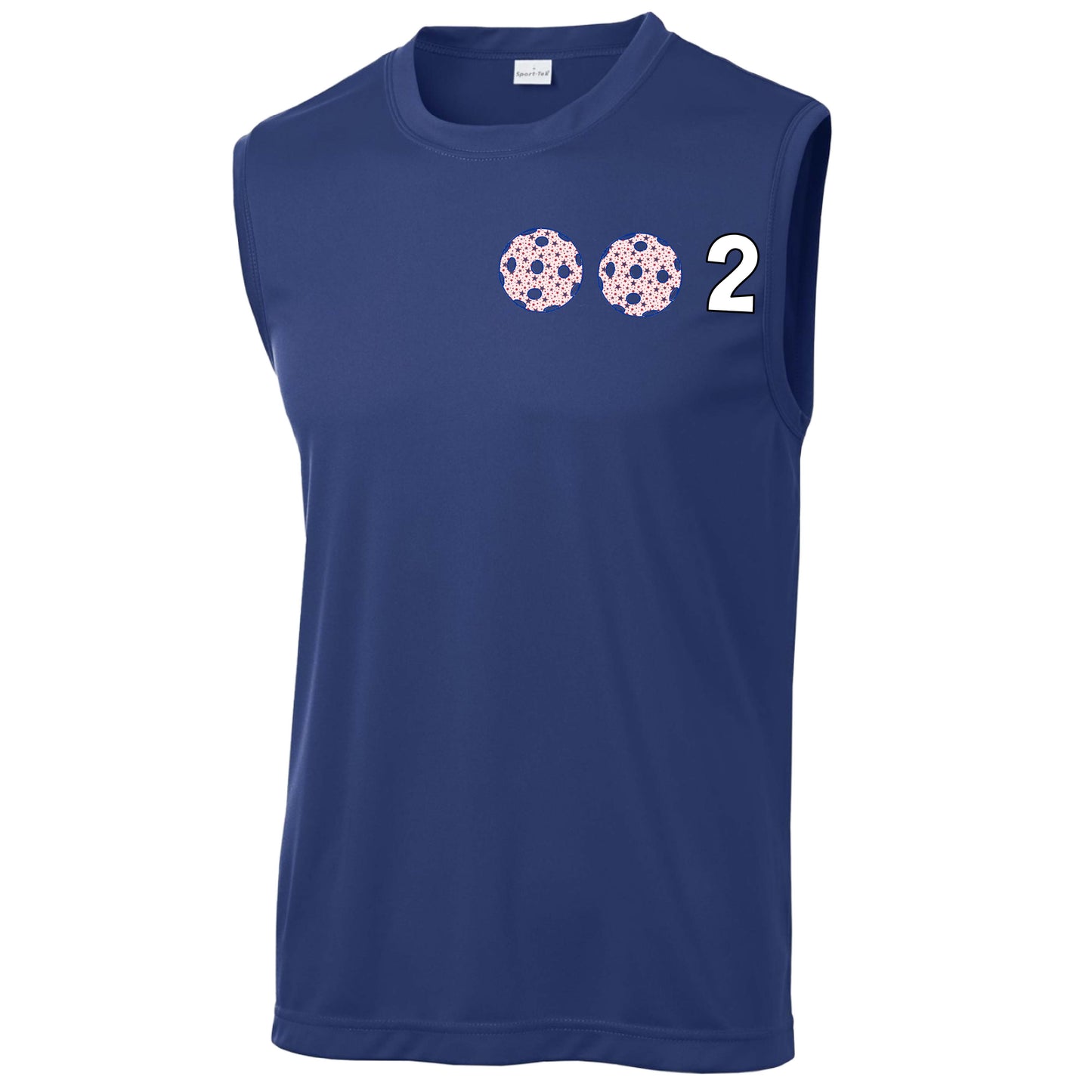 002 (Customizable 10 Pickleball Colors) | Men's Sleeveless Pickleball Performance T-Shirt | 100% Polyester