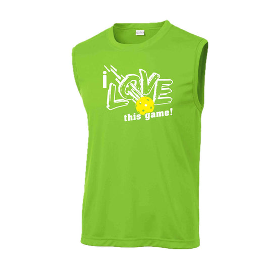 I Love This Game | Men's Sleeveless Athletic Pickleball Performance T-Shirt | 100% Polyester