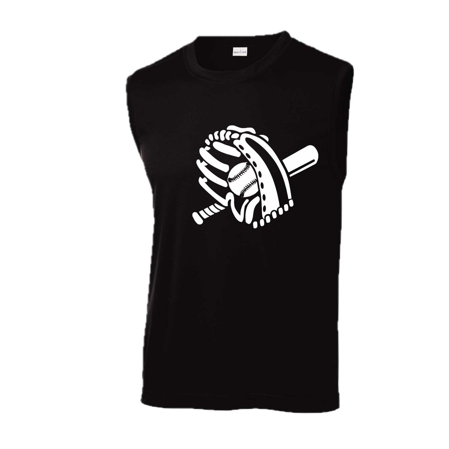 Baseball Mitt | Men's Sleeveless Athletic Baseball Performance T-Shirt | 100% Polyester