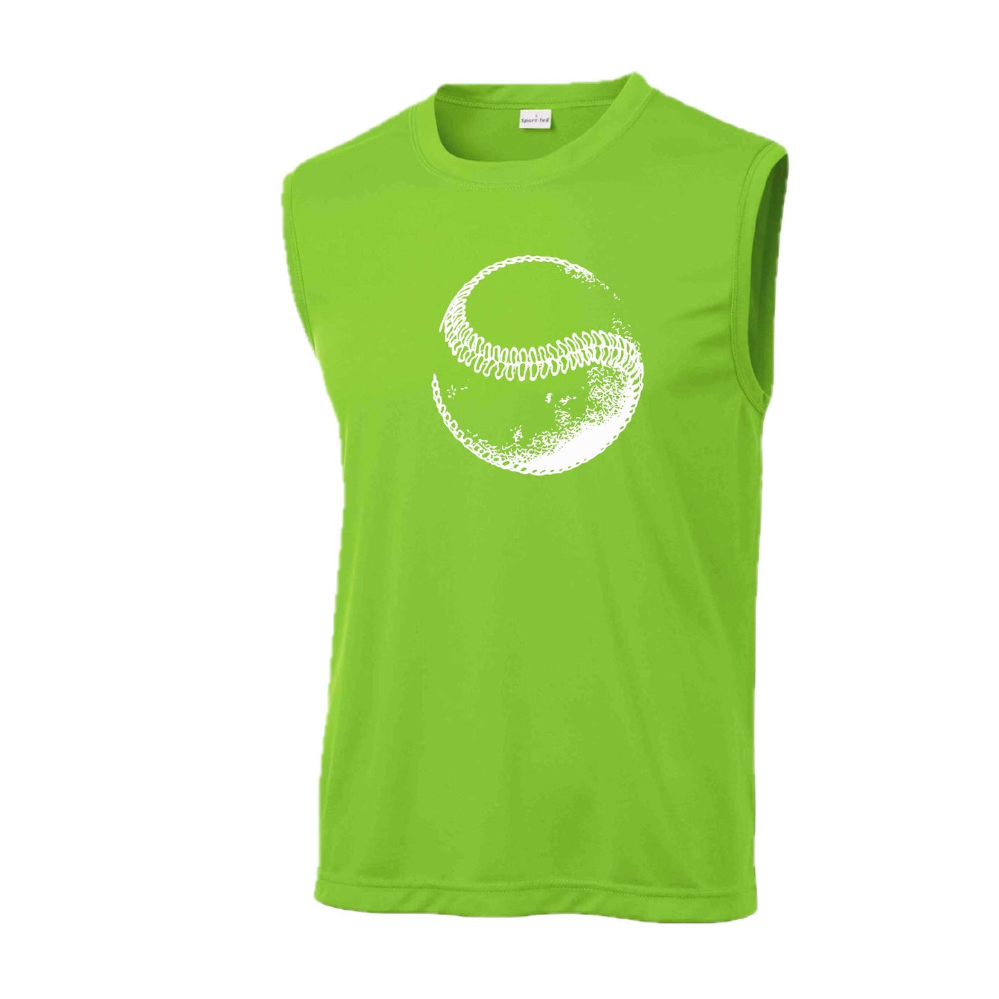 Retro Curveball | Men's Sleeveless Athletic Baseball Performance T-Shirt | 100% Polyester