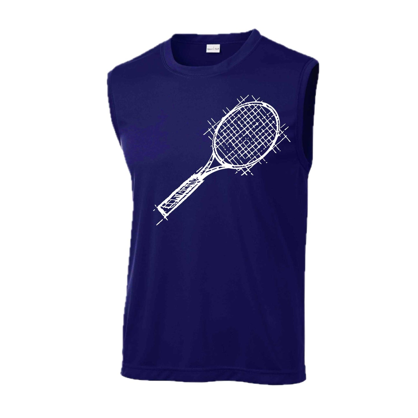 Retro Tennis Racquet | Men's Sleeveless Athletic Tennis Performance T-Shirt | 100% Polyester