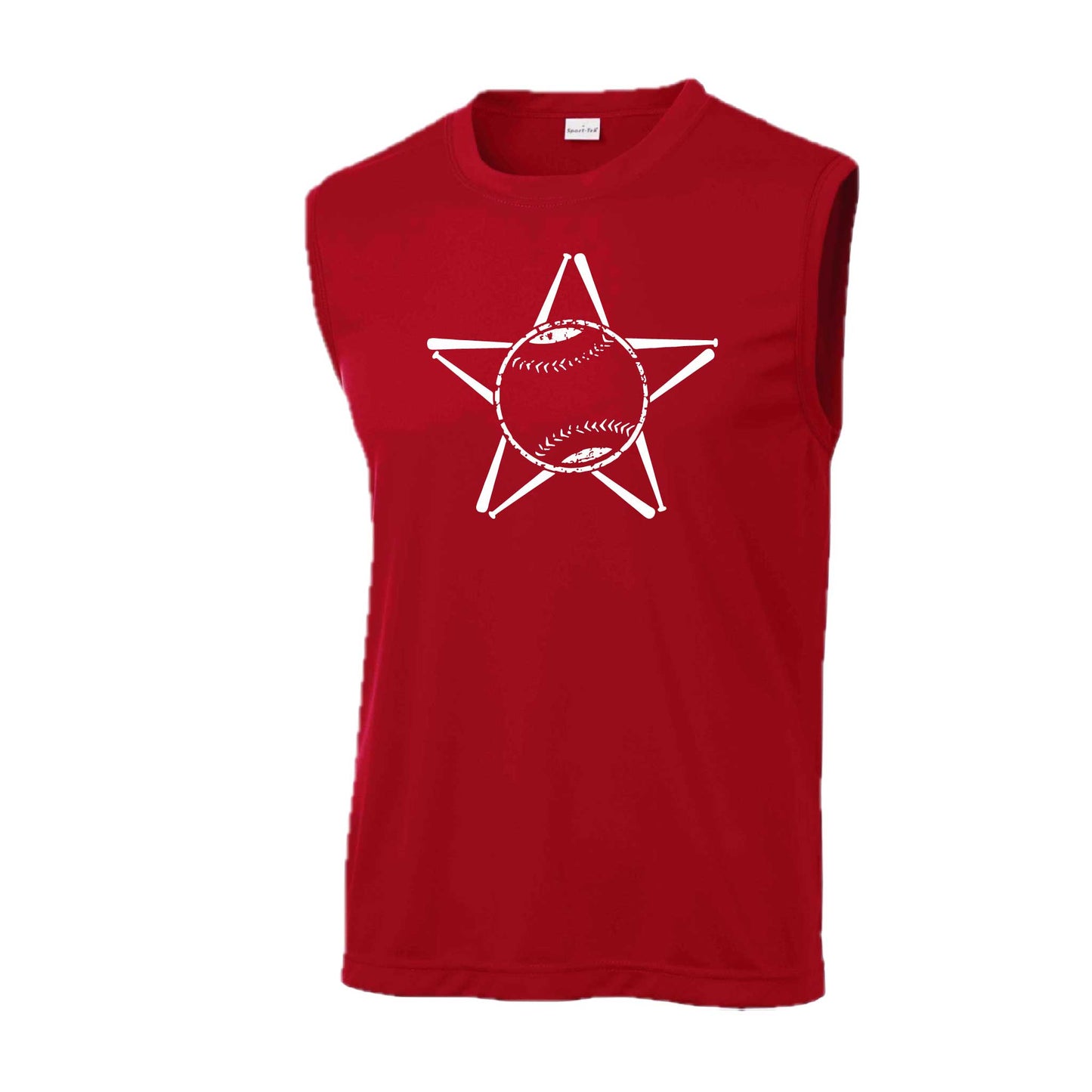 Baseball Star | Men's Sleeveless Athletic Baseball Performance T-Shirt | 100% Polyester