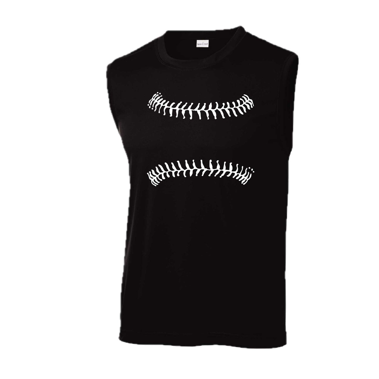 Baseball Stitches | Men's Sleeveless Athletic Baseball Performance T-Shirt | 100% Polyester