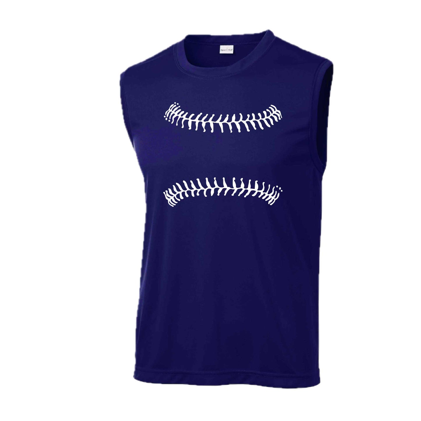 Baseball Stitches | Men's Sleeveless Athletic Baseball Performance T-Shirt | 100% Polyester