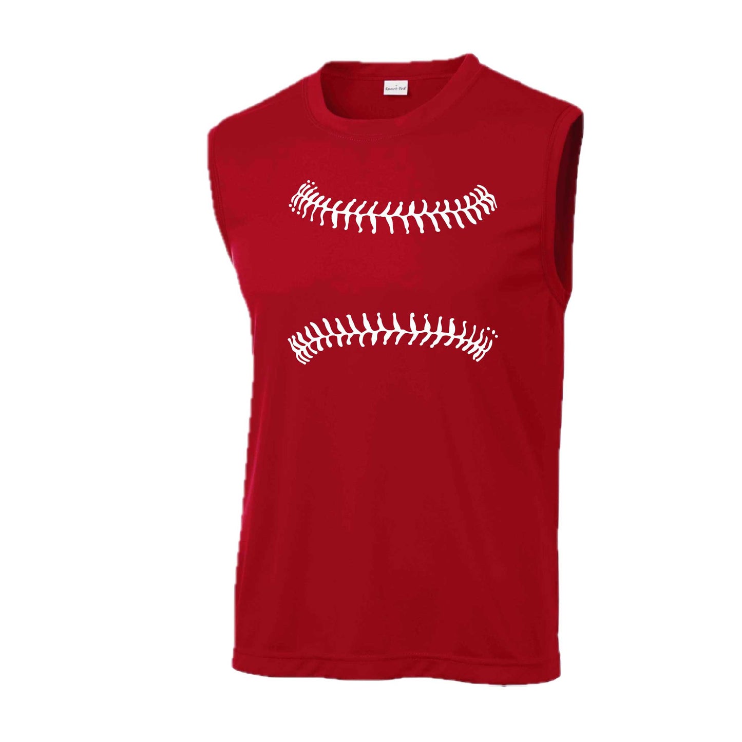 Baseball Stitches | Men's Sleeveless Athletic Baseball Performance T-Shirt | 100% Polyester