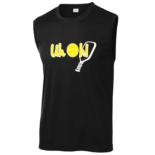 Uh Oh! | Men's Sleeveless Athletic Pickleball Performance T-Shirt | 100% Polyester