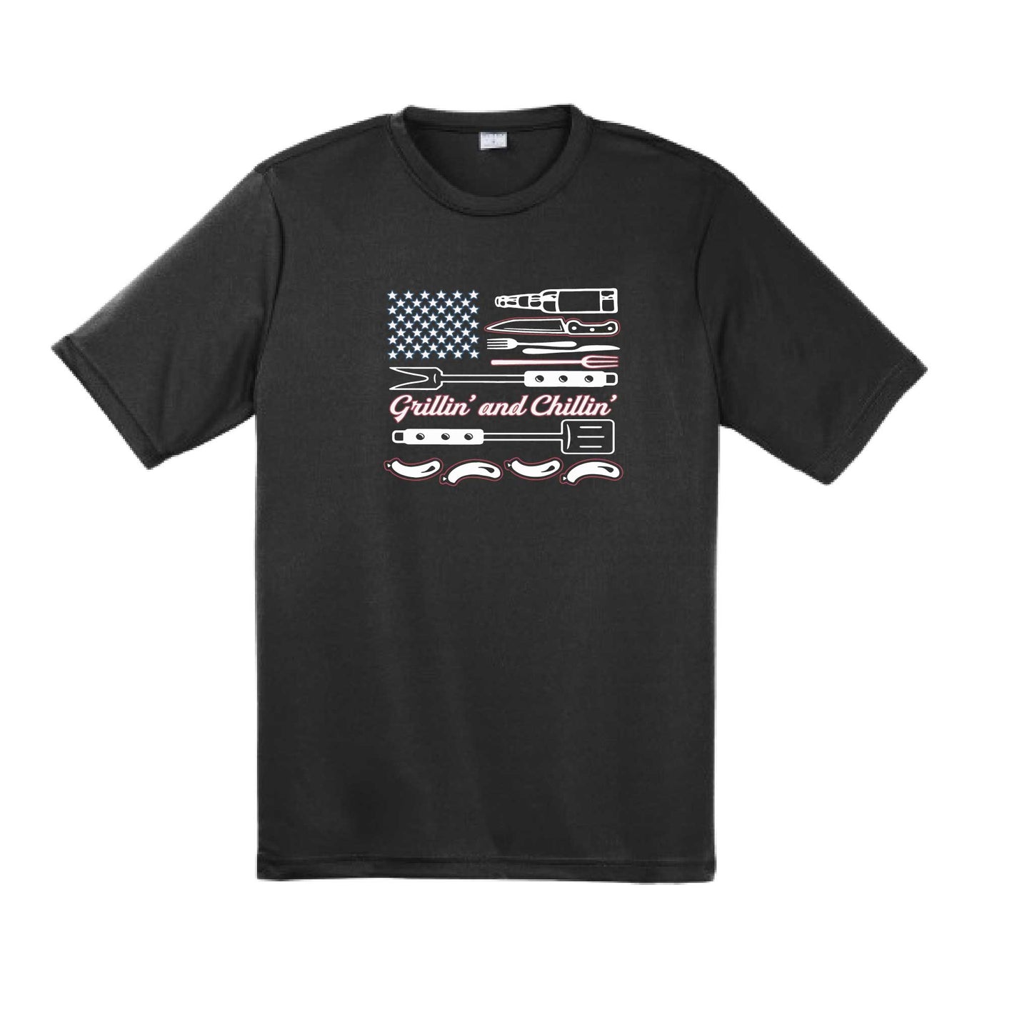 Grillin' and Chillin' | Men's Short Sleeve Camping T-Shirt | 100% Polyester