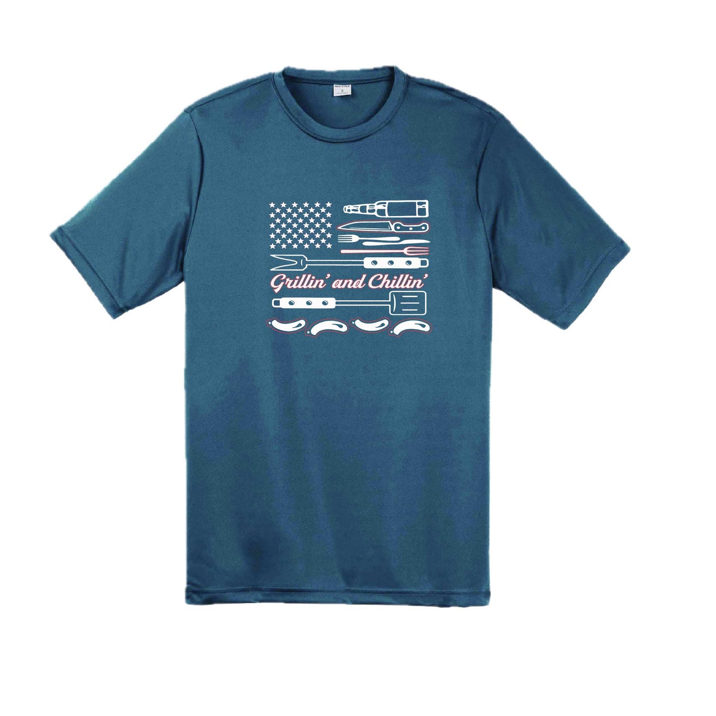 Grillin' and Chillin' | Men's Short Sleeve Camping T-Shirt | 100% Polyester