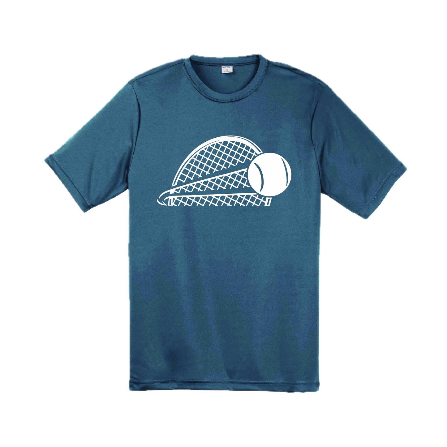 Tennis Half Racquet | Men's Short Sleeve Athletic Tennis Performance T-Shirt | 100% Polyester