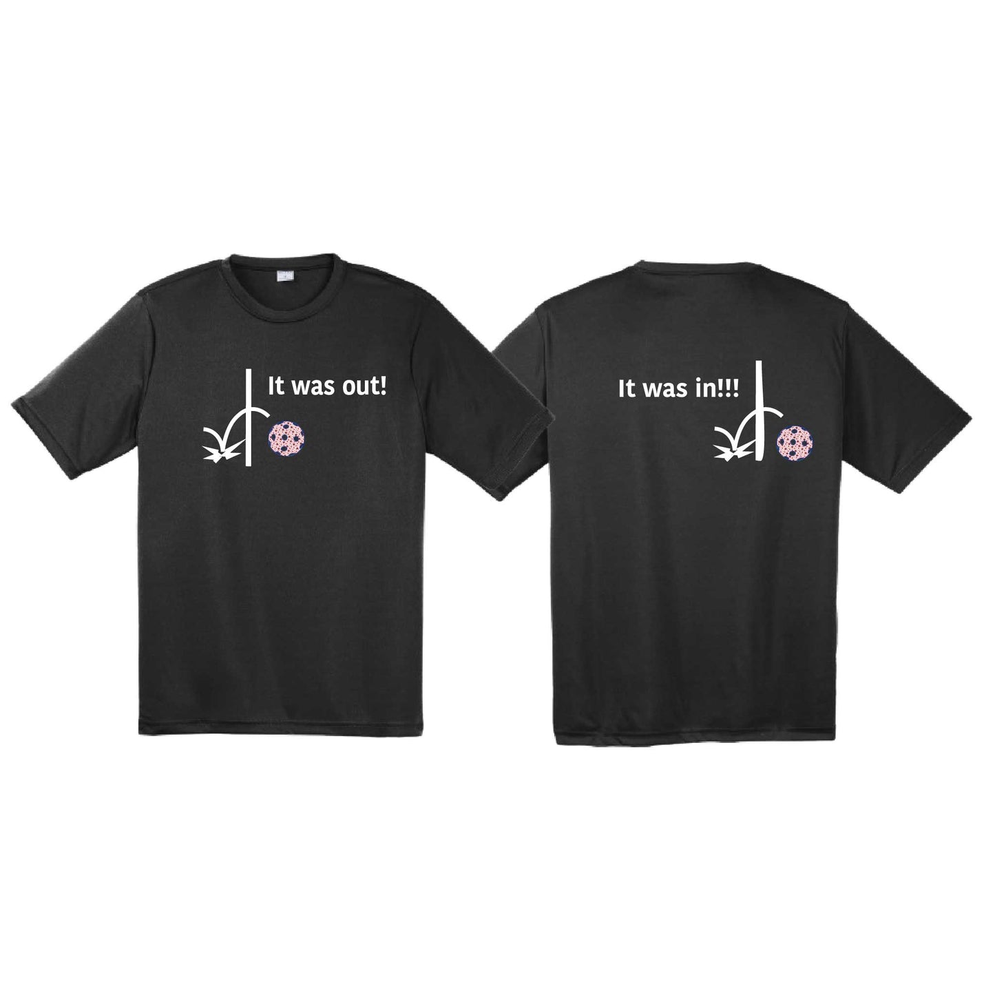 It Was Out! It Was In! (Pickleballs Patriotic Stars) | Men's Short Sleeve Athletic Performance T-Shirt | 100% Polyester