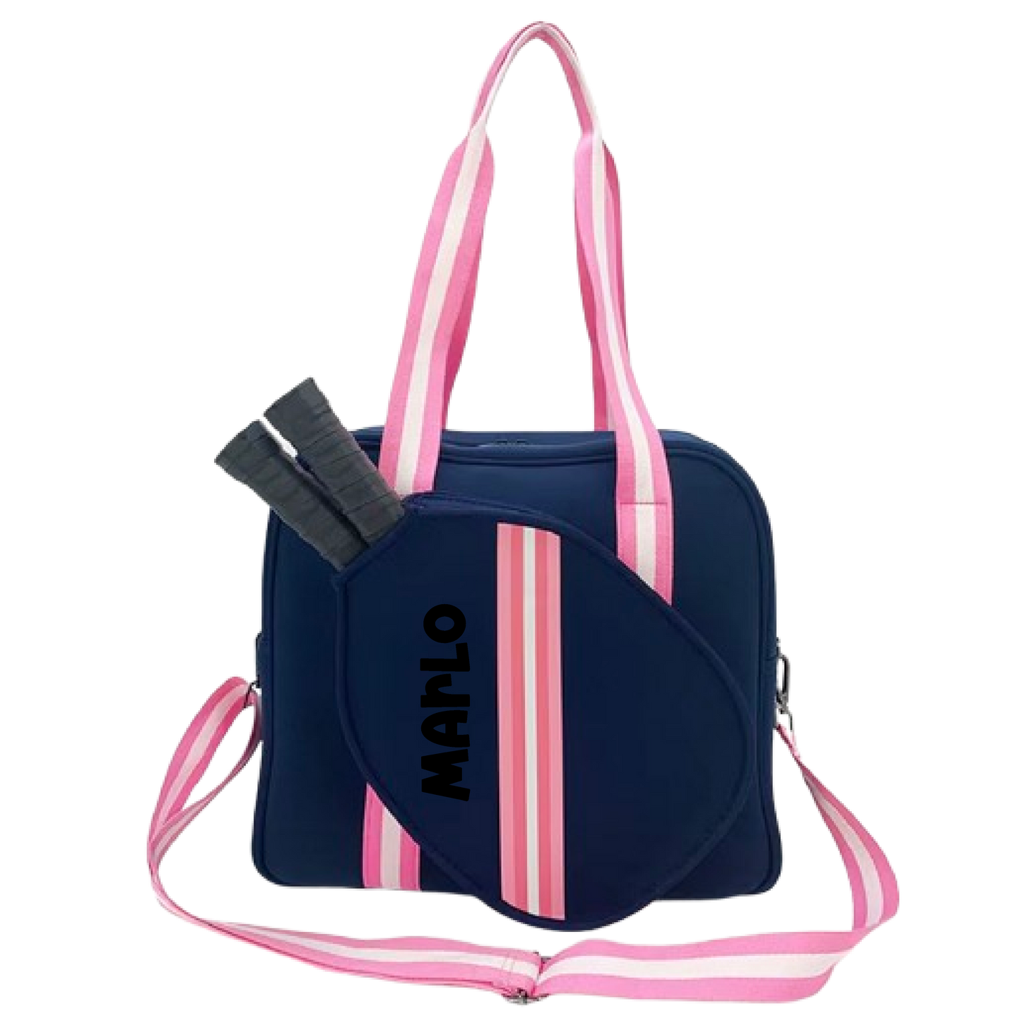 "Midnight" Blue with Pink Trim Pickleball Bag (Free Customization) | Pickleball Sports Bag | Medium Size Court Bag