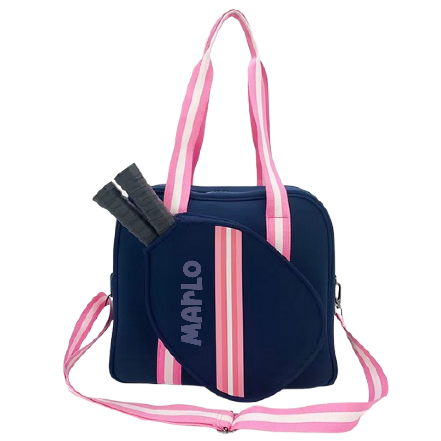 "Midnight" Blue with Pink Trim Pickleball Bag (Free Customization) | Pickleball Sports Bag | Medium Size Court Bag