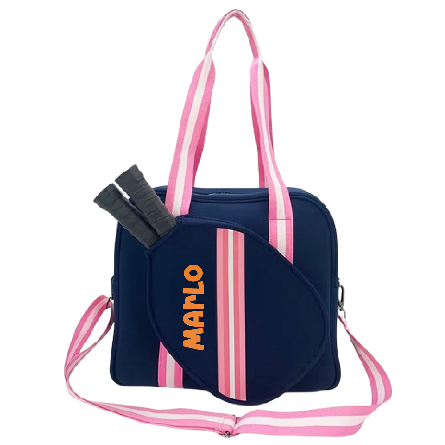 "Midnight" Blue with Pink Trim Pickleball Bag (Free Customization) | Pickleball Sports Bag | Medium Size Court Bag