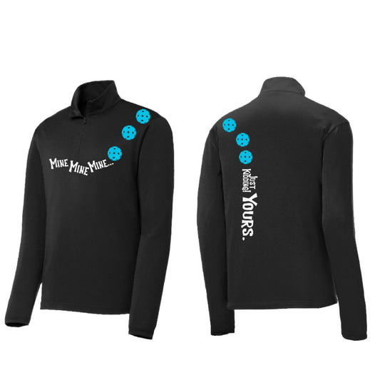 Mine JK Yours (Pickleballs Cyan Green Orange) | Men's 1/4 Zip Long Sleeve Pullover Athletic Performance Shirt | 100% Polyester
