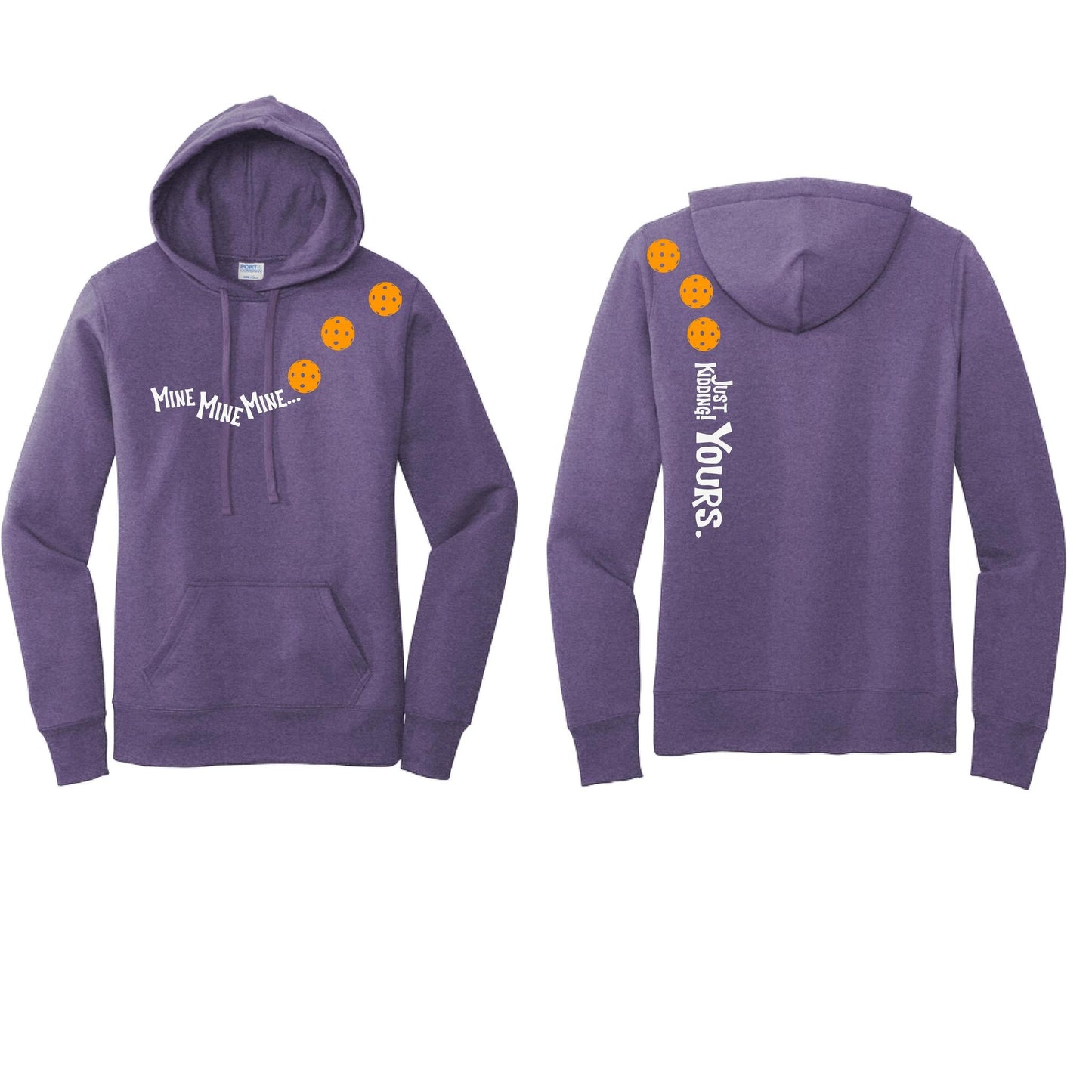 Mine JK Yours (Pickleballs Cyan Green Orange) | Women’s Fitted Hoodie Pickleball Sweatshirt | 50% Cotton 50% Poly Fleece