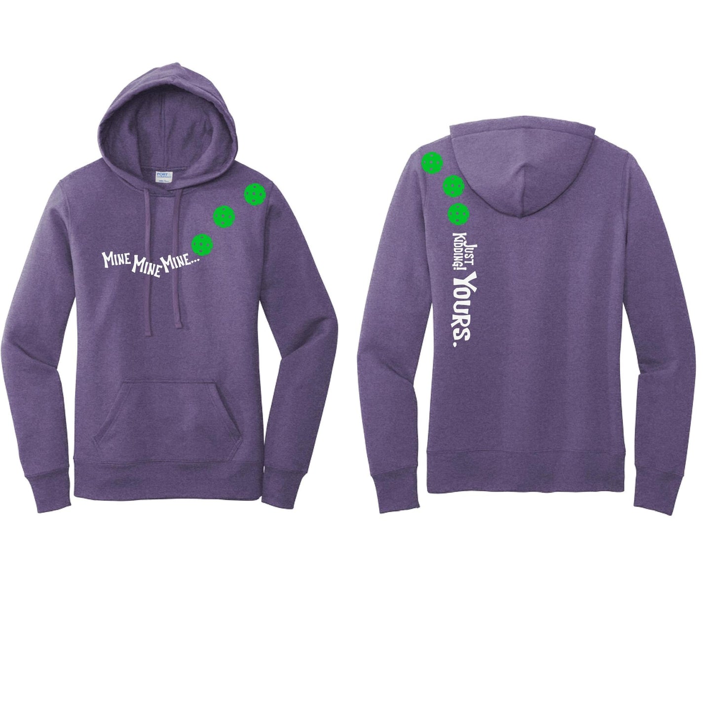 Mine JK Yours (Pickleballs Cyan Green Orange) | Women’s Fitted Hoodie Pickleball Sweatshirt | 50% Cotton 50% Poly Fleece