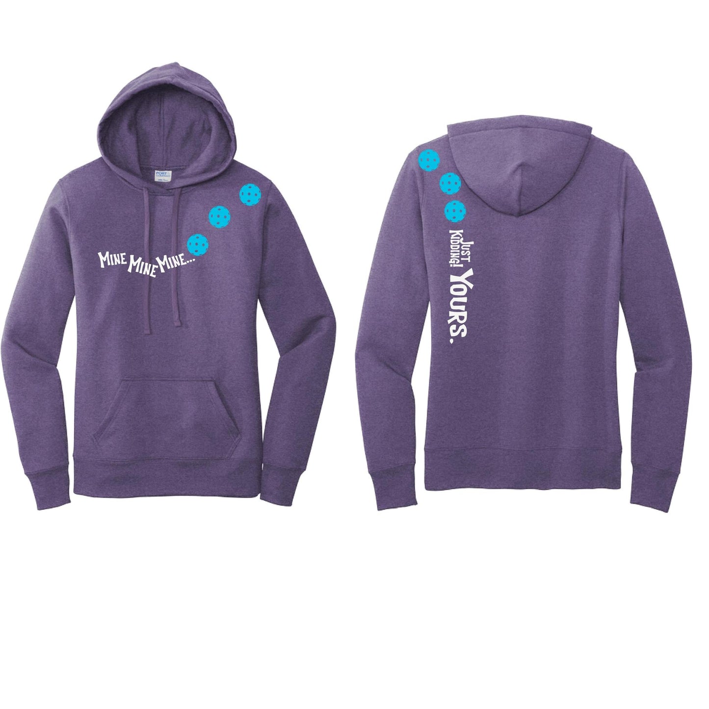 Mine JK Yours (Pickleballs Cyan Green Orange) | Women’s Fitted Hoodie Pickleball Sweatshirt | 50% Cotton 50% Poly Fleece