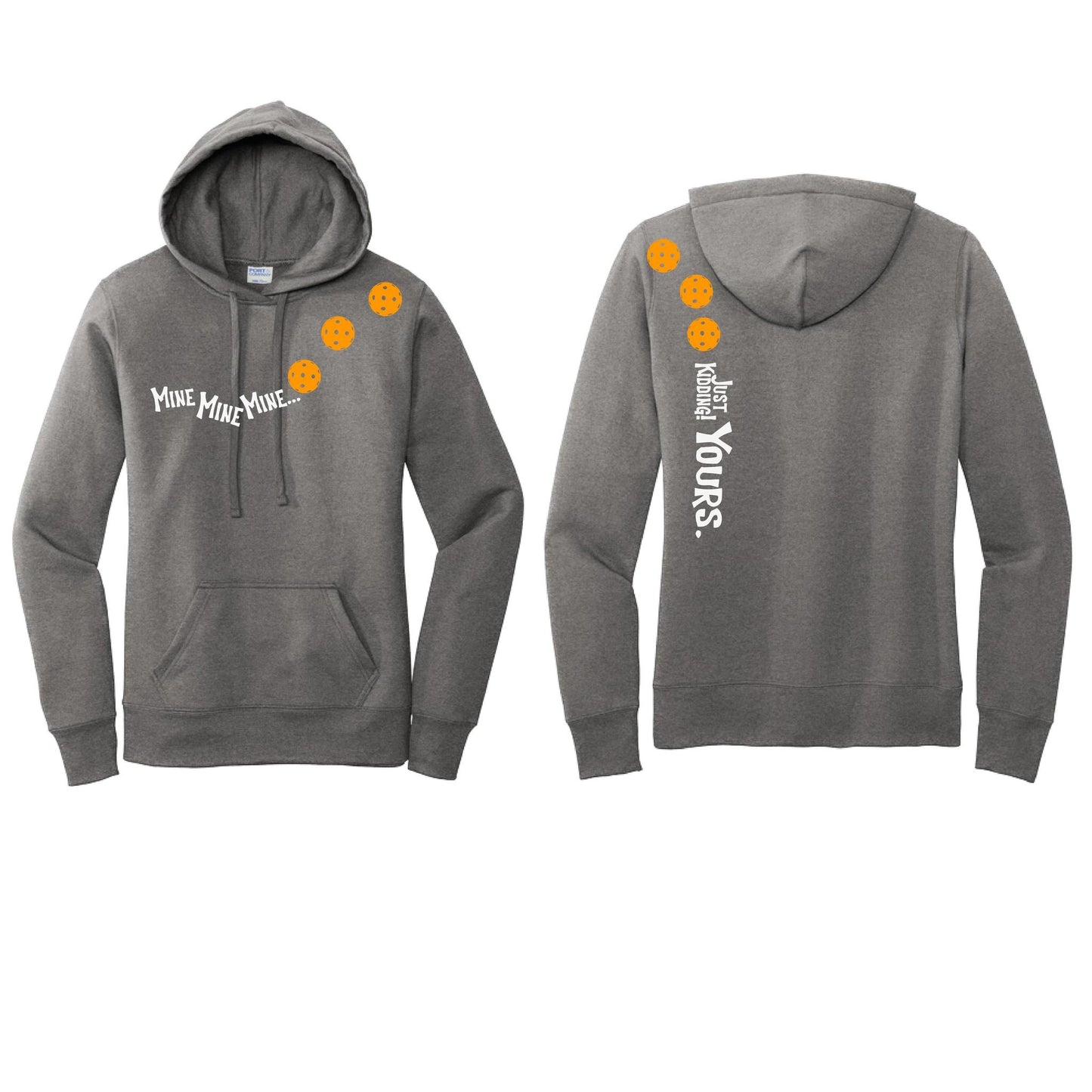 Mine JK Yours (Pickleballs Cyan Green Orange) | Women’s Fitted Hoodie Pickleball Sweatshirt | 50% Cotton 50% Poly Fleece