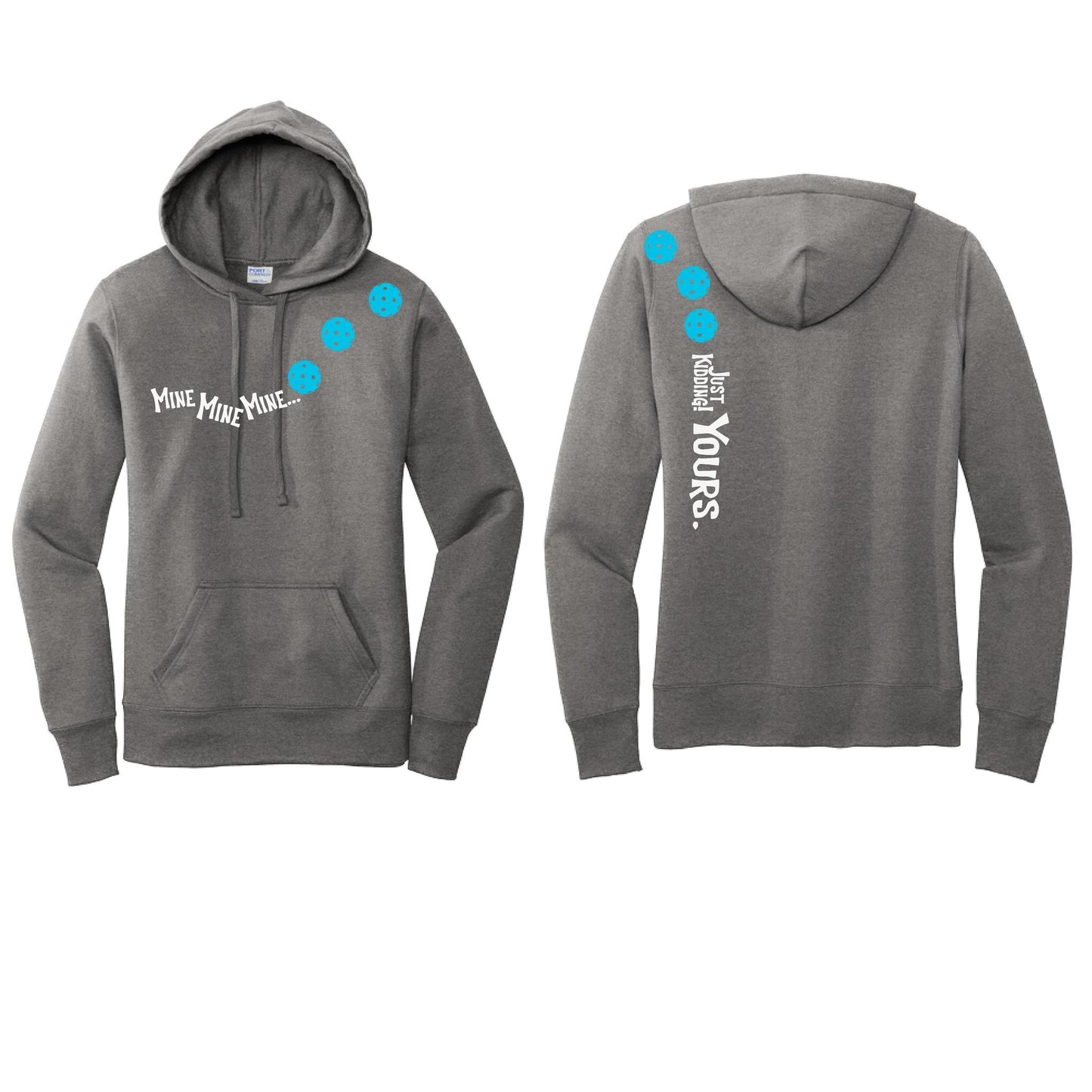 Mine JK Yours (Pickleballs Cyan Green Orange) | Women’s Fitted Hoodie Pickleball Sweatshirt | 50% Cotton 50% Poly Fleece