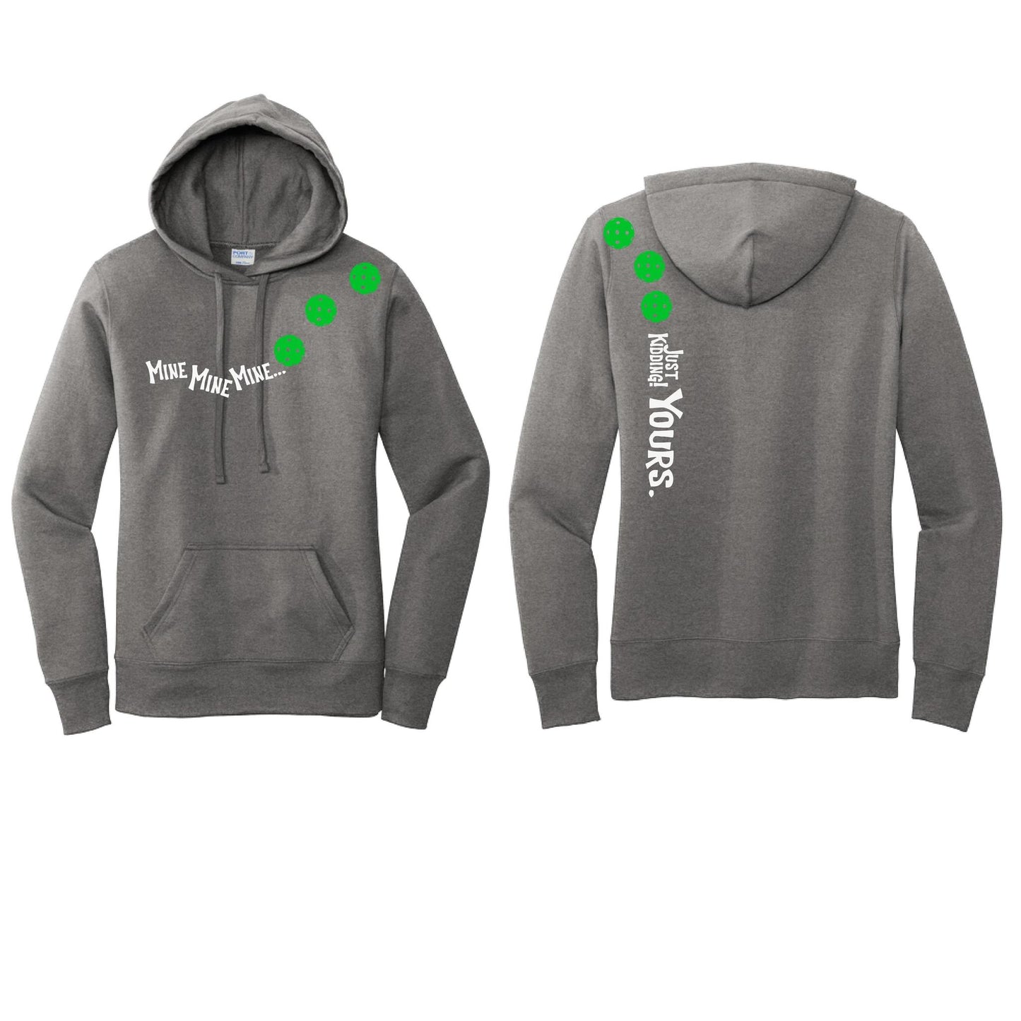 Mine JK Yours (Pickleballs Cyan Green Orange) | Women’s Fitted Hoodie Pickleball Sweatshirt | 50% Cotton 50% Poly Fleece