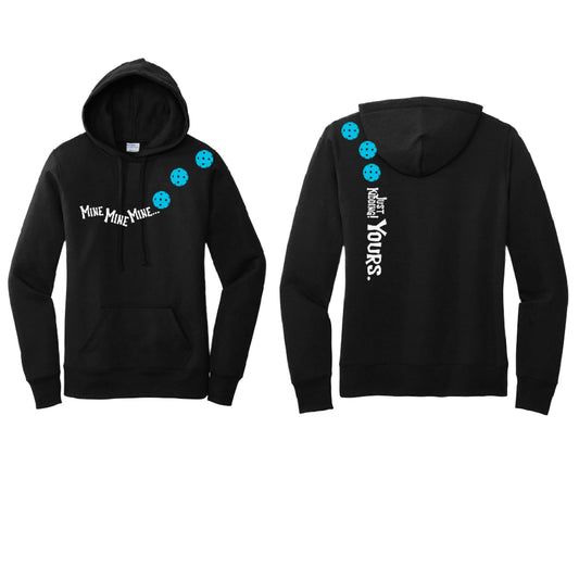 Mine JK Yours (Pickleballs Cyan Green Orange) | Women’s Fitted Hoodie Pickleball Sweatshirt | 50% Cotton 50% Poly Fleece
