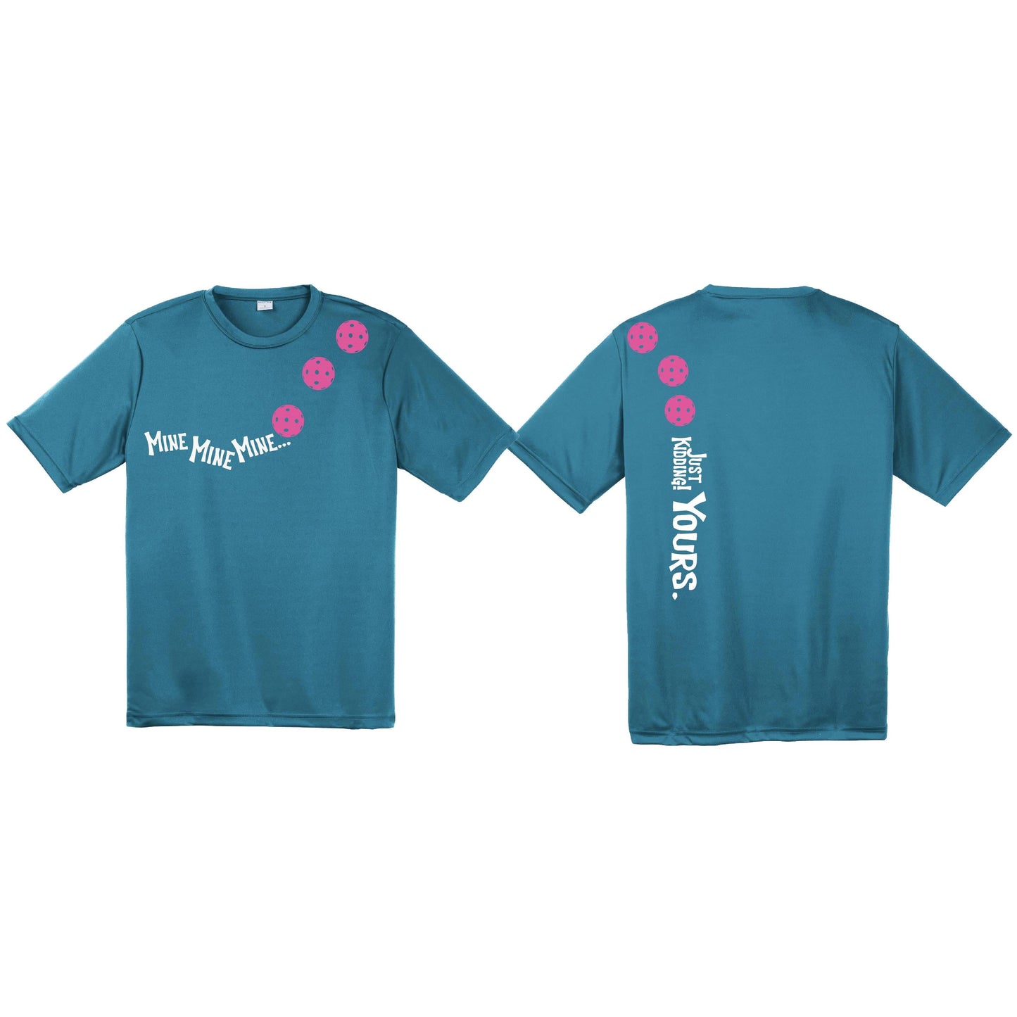 Mine JK Yours (Pickleballs Pink Purple Rainbow) | Men's Short Sleeve Athletic Shirt | 100% Polyester