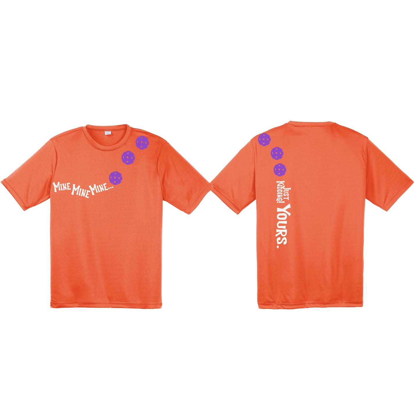 Mine JK Yours (Pickleballs Pink Purple Rainbow) | Men's Short Sleeve Athletic Shirt | 100% Polyester