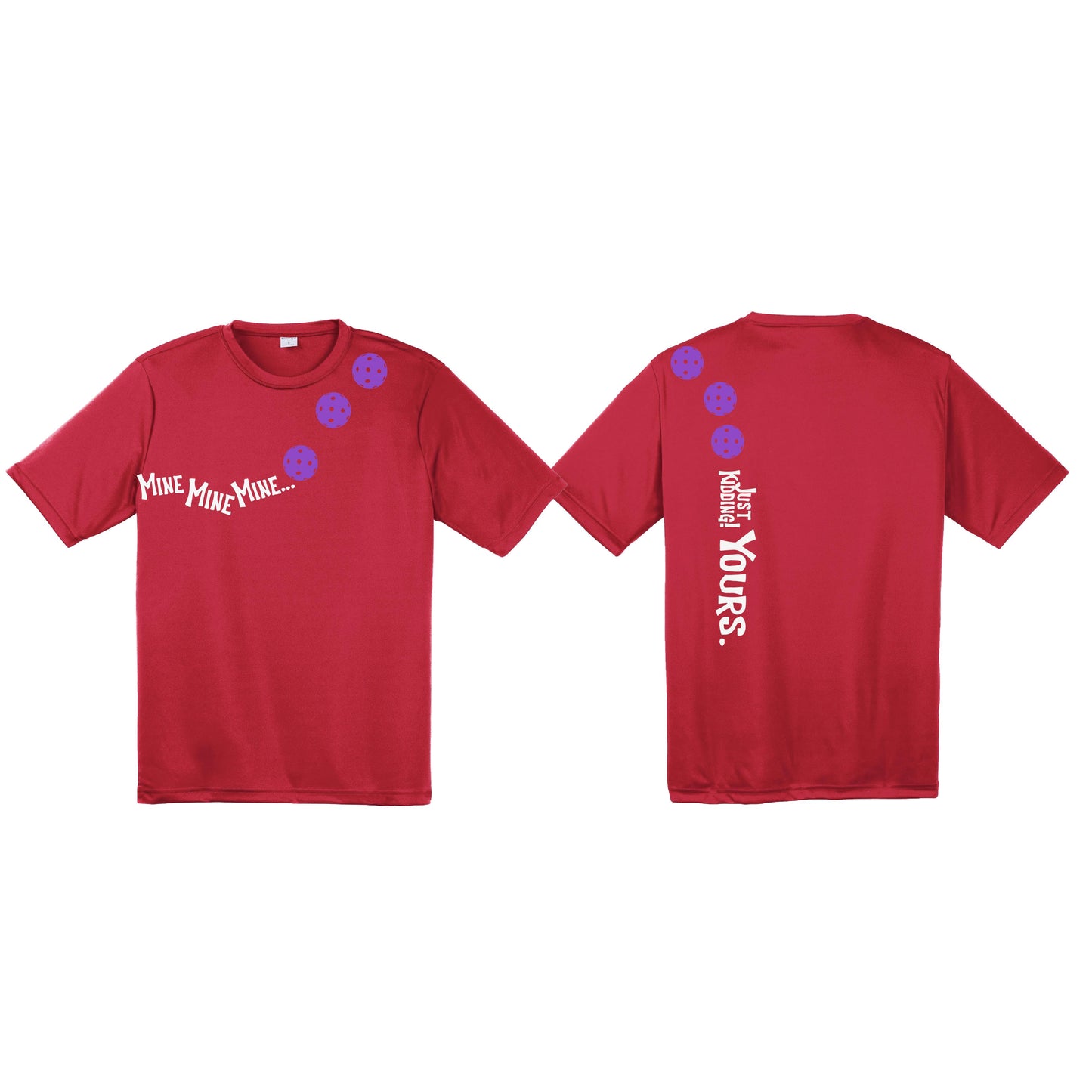 Mine JK Yours (Pickleballs Pink Purple Rainbow) | Men's Short Sleeve Athletic Shirt | 100% Polyester