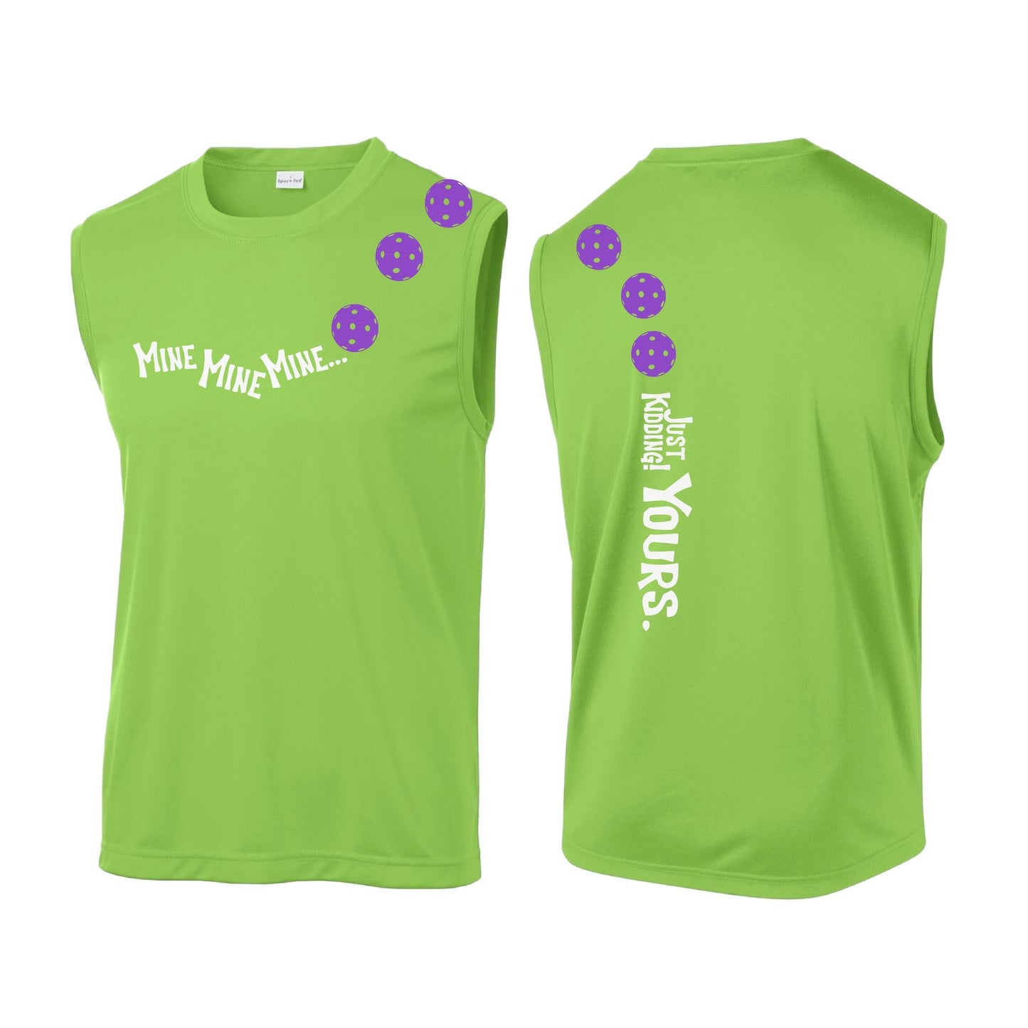 Mine JK Yours (Pickleballs Pink Purple Rainbow) | Men's Sleeveless Athletic Performance T-Shirt | 100% Polyester
