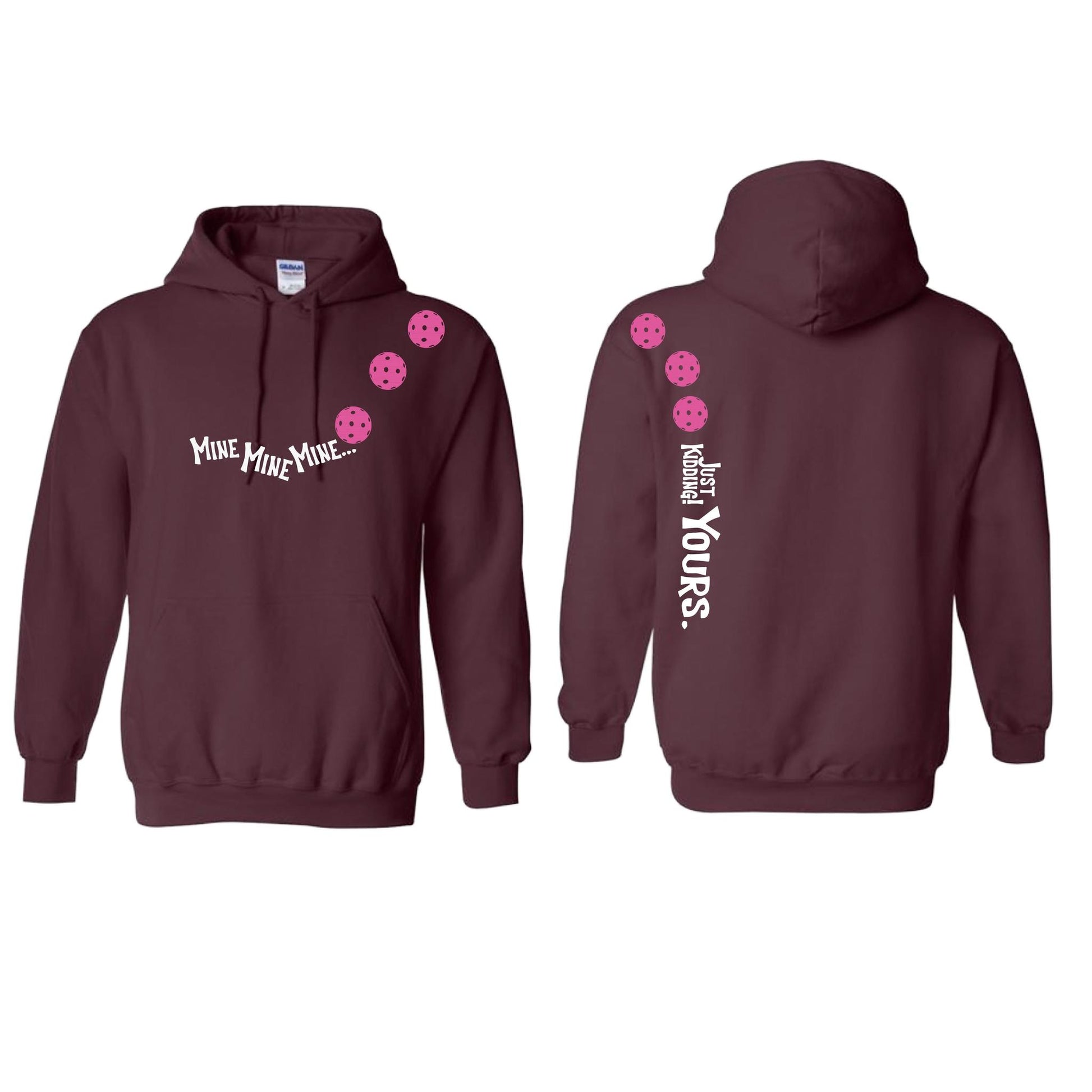 Mine JK Yours (Pickleballs Pink Purple Rainbow) | Unisex Hoodie Athletic Sweatshirt | 50% Cotton/50% Polyester