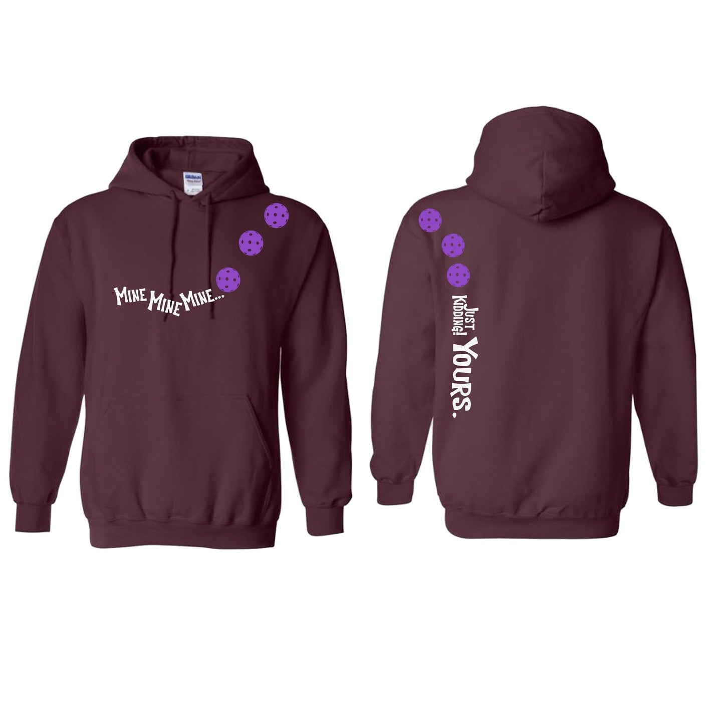 Mine JK Yours (Pickleballs Pink Purple Rainbow) | Unisex Hoodie Athletic Sweatshirt | 50% Cotton/50% Polyester