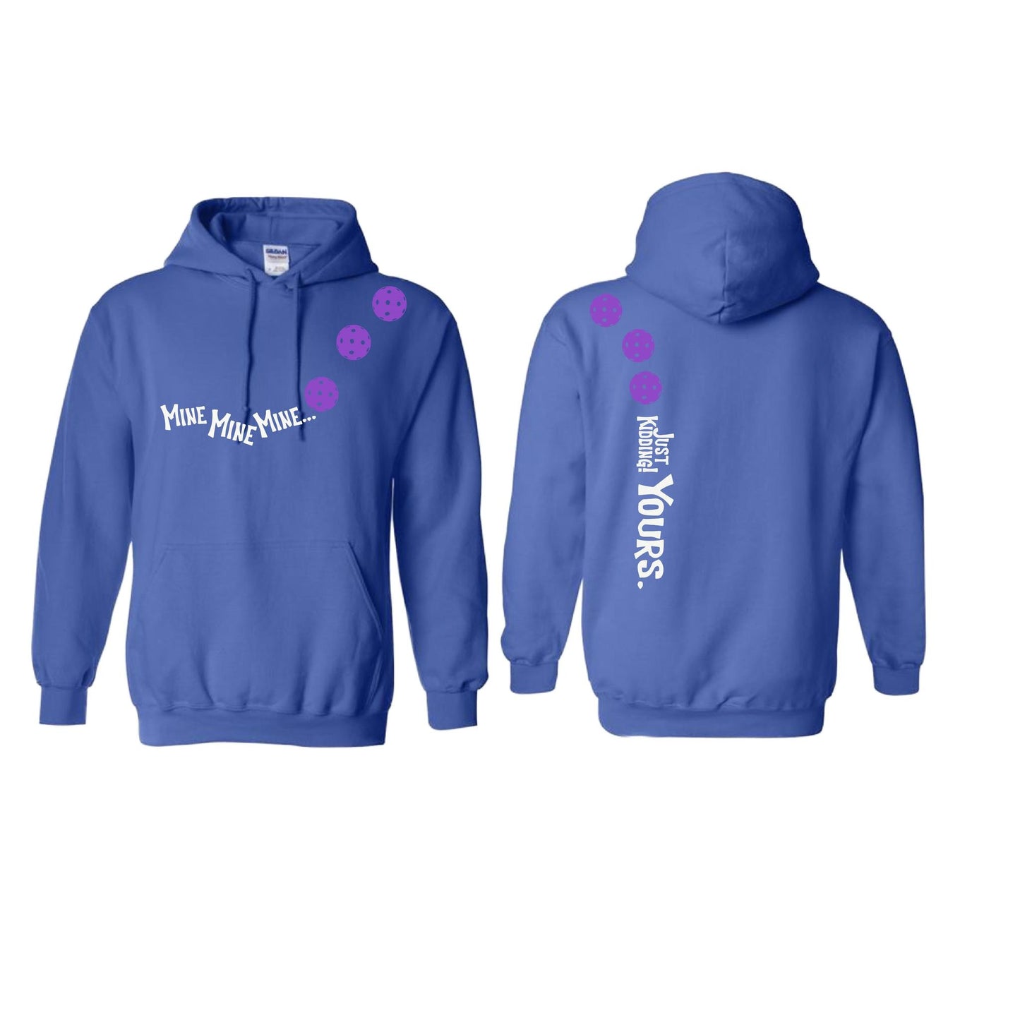 Mine JK Yours (Pickleballs Pink Purple Rainbow) | Unisex Hoodie Athletic Sweatshirt | 50% Cotton/50% Polyester