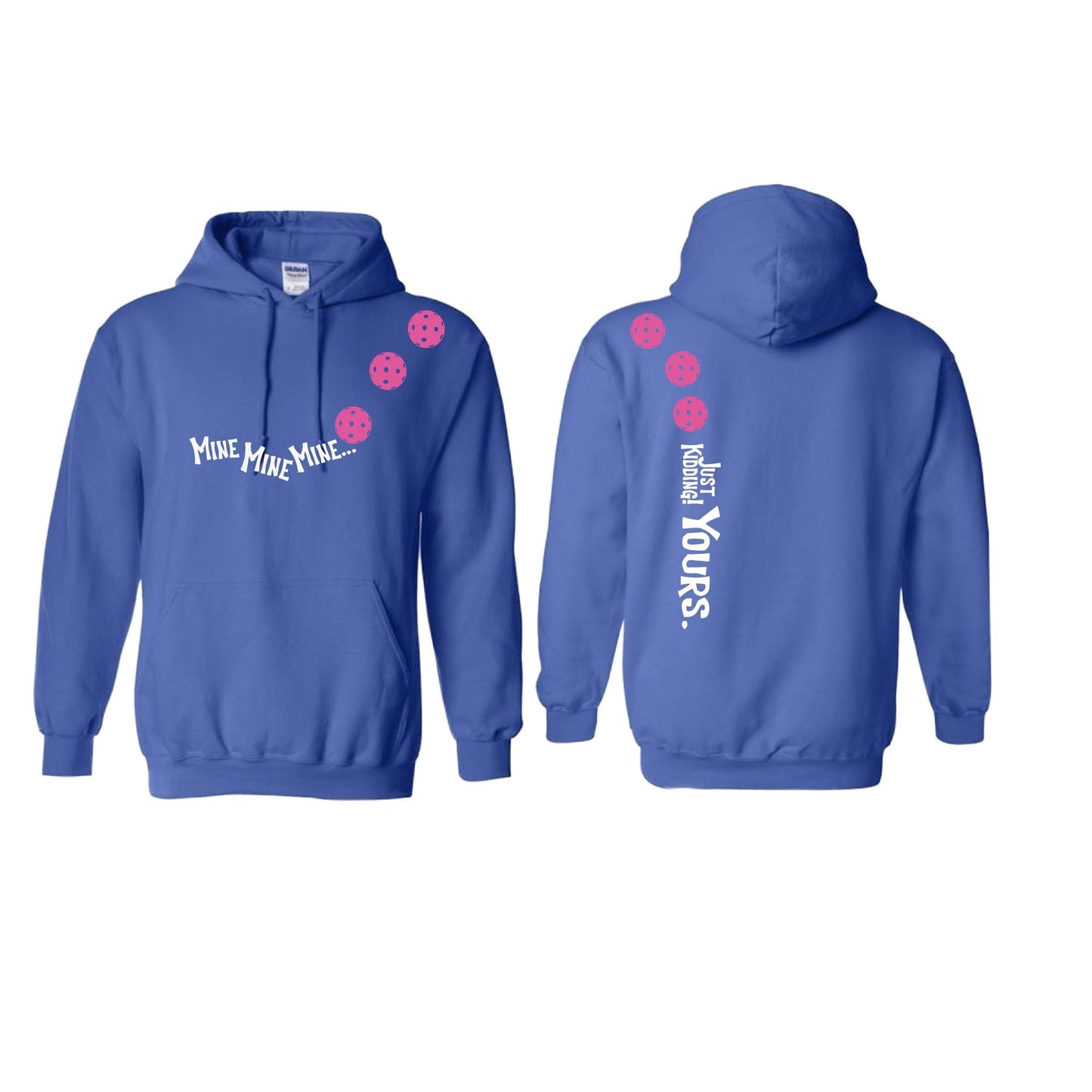 Mine JK Yours (Pickleballs Pink Purple Rainbow) | Unisex Hoodie Athletic Sweatshirt | 50% Cotton/50% Polyester