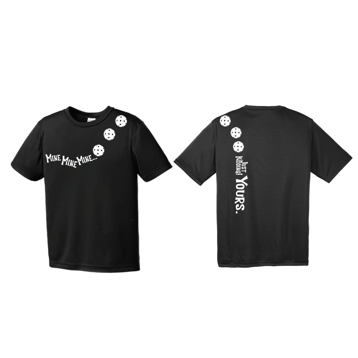 Mine JK Yours (Pickleballs Red White Yellow) | Men's Short Sleeve Athletic Performance T-Shirt | 100% Polyester