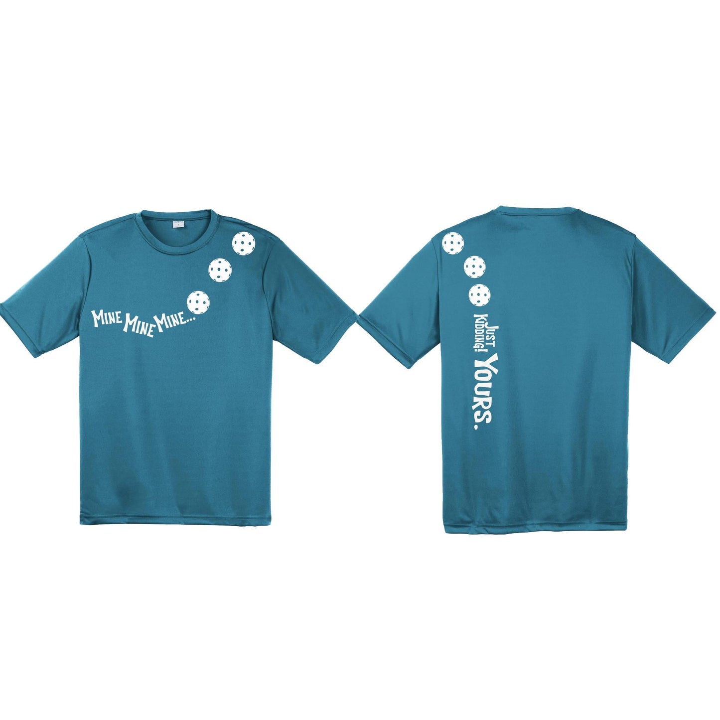 Mine JK Yours (Pickleballs Red White Yellow) | Men's Short Sleeve Athletic Performance T-Shirt | 100% Polyester