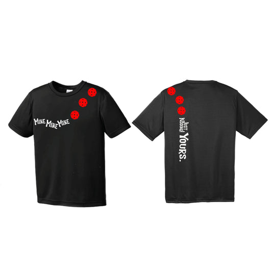 Mine JK Yours (Pickleballs Red White Yellow) | Men's Short Sleeve Athletic Performance T-Shirt | 100% Polyester