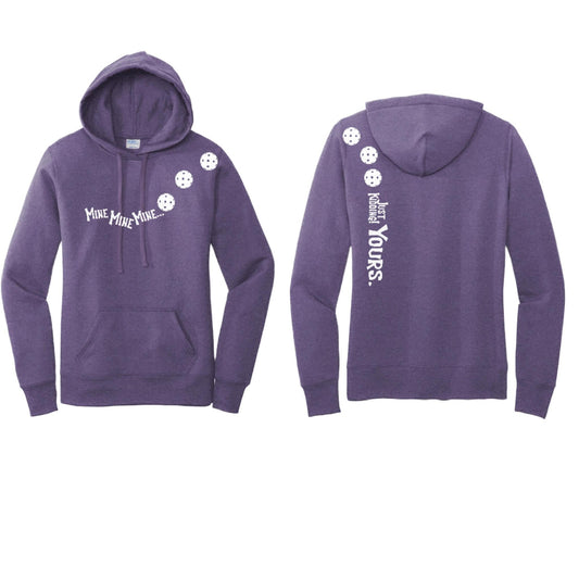 Mine JK Yours (Pickleballs Red White Yellow) | Women’s Fitted Hoodie Pickleball Sweatshirt | 50% Cotton 50% Poly Fleece