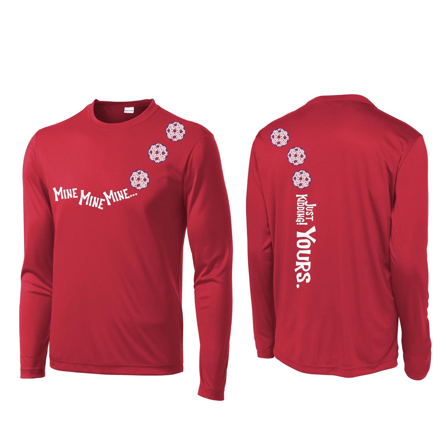 Mine JK Yours (Pickleballs With Stars) | Men's Long Sleeve Athletic Performance T-Shirt | 100% Polyester