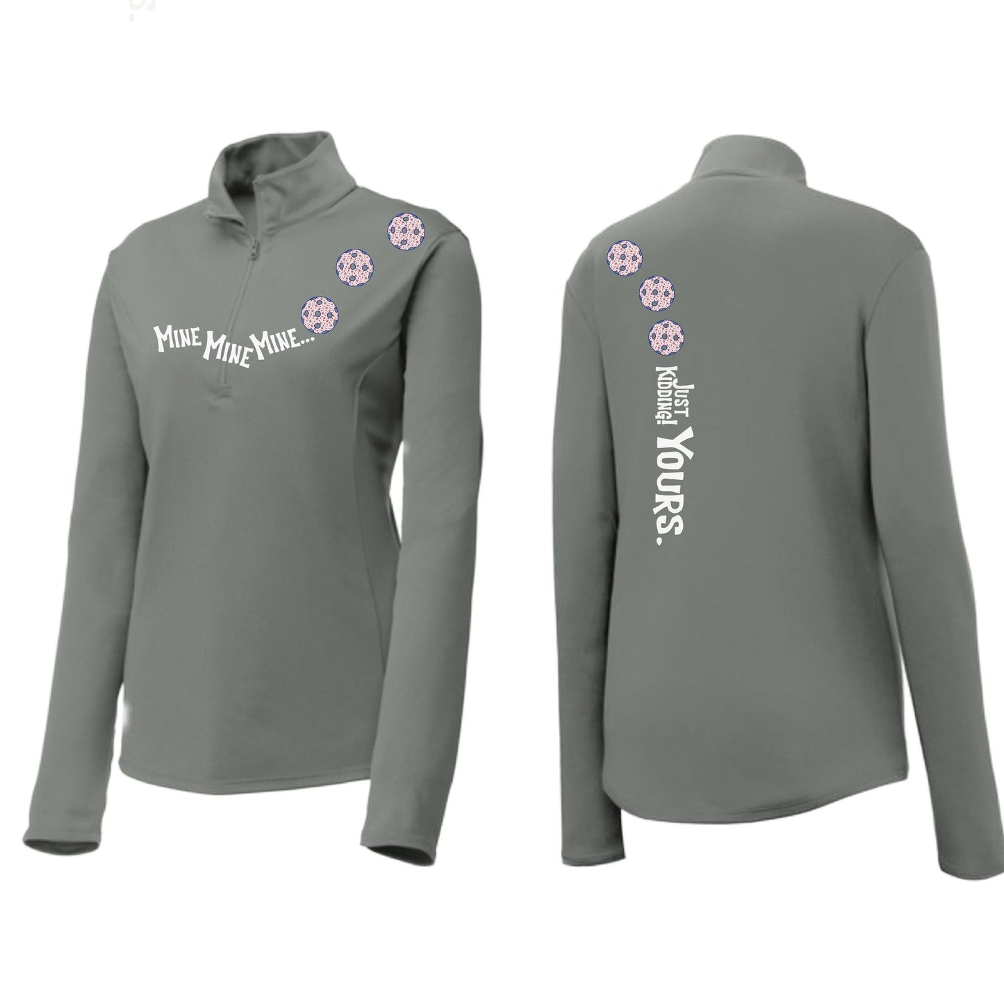 Mine JK Yours (Pickleballs With Stars) | Women's 1/4 Zip Pickleball Pullover | 100% Polyester