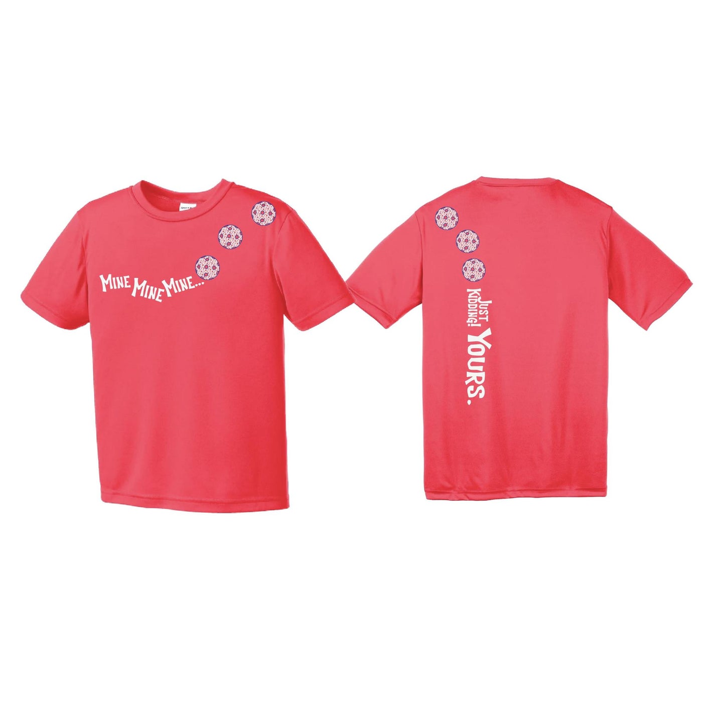 Mine JK Yours (Pickleballs With Stars) | Youth Short Sleeve Pickleball Performance T-Shirts | 100% Polyester
