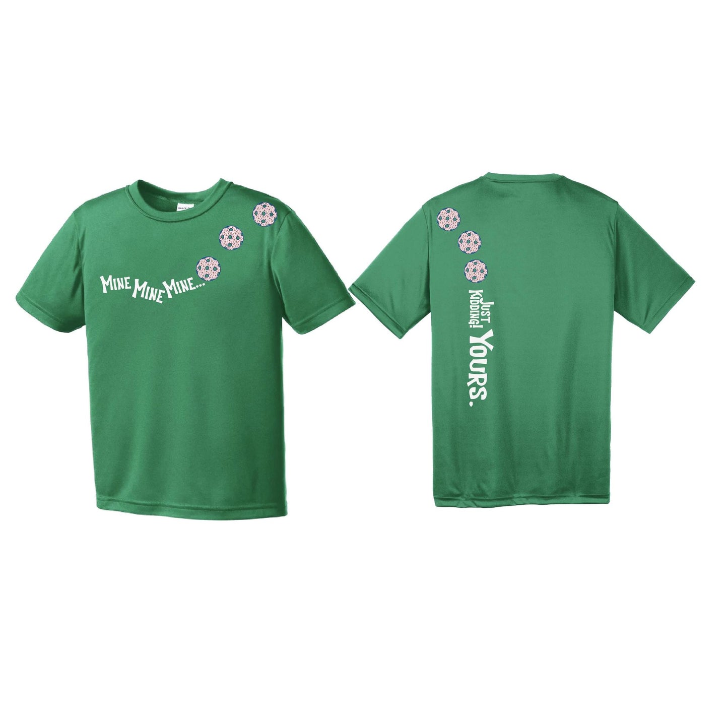 Mine JK Yours (Pickleballs With Stars) | Youth Short Sleeve Pickleball Performance T-Shirts | 100% Polyester