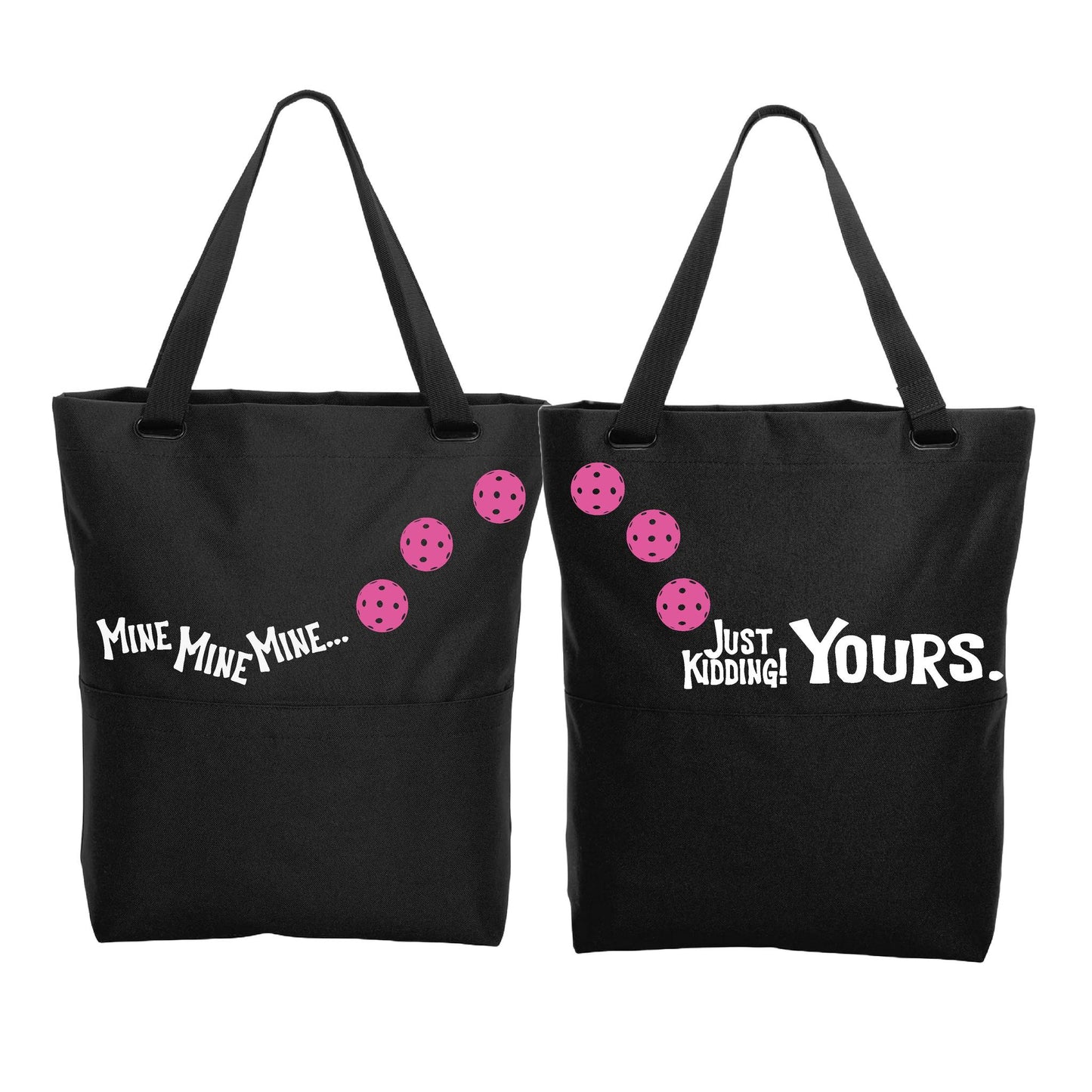 Mine JK Yours With Pickleballs (Customizable) | Pickleball Sports Convertible Tote Bag | Medium Size Court Tote Bag