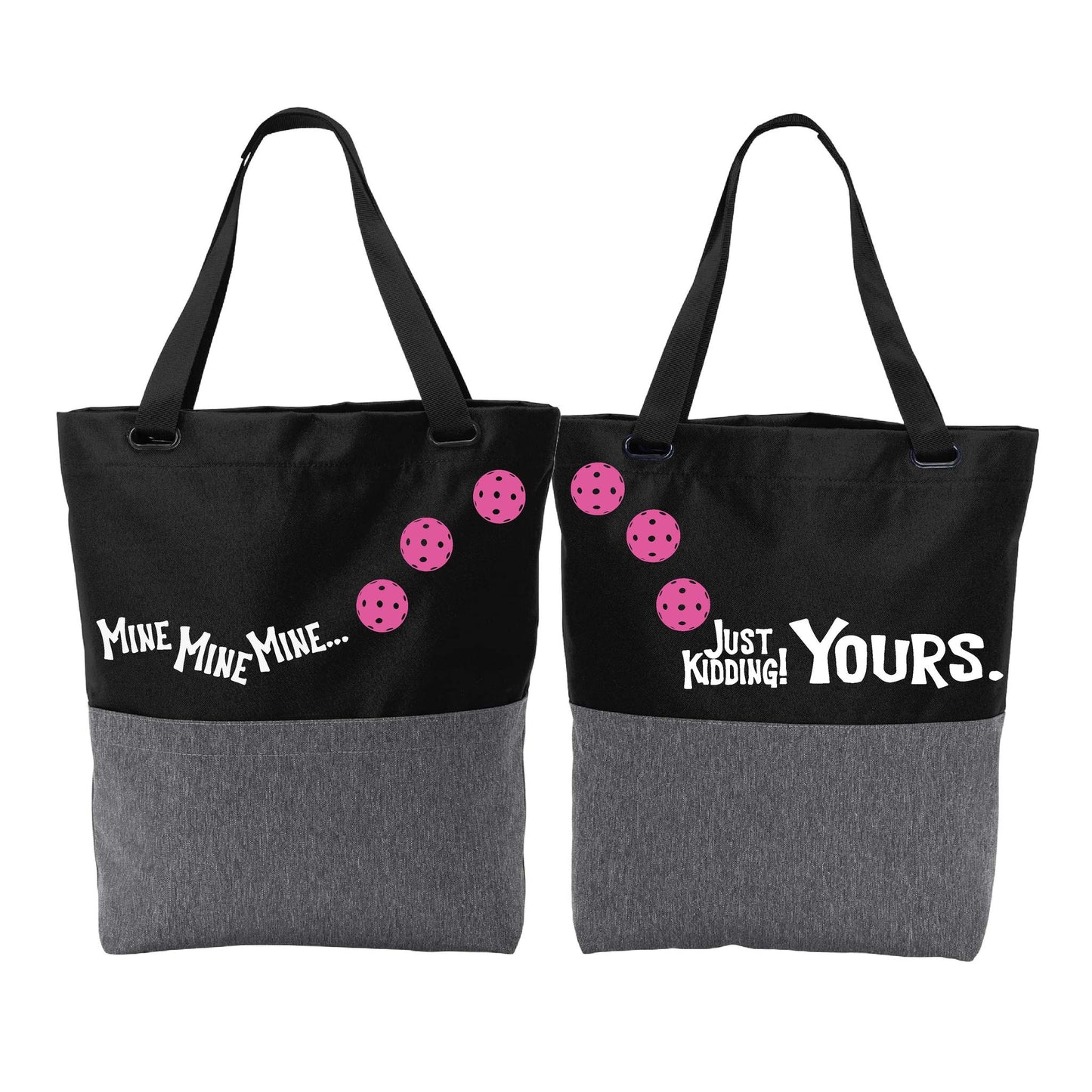 Mine JK Yours With Pickleballs (Customizable) | Pickleball Sports Convertible Tote Bag | Medium Size Court Tote Bag