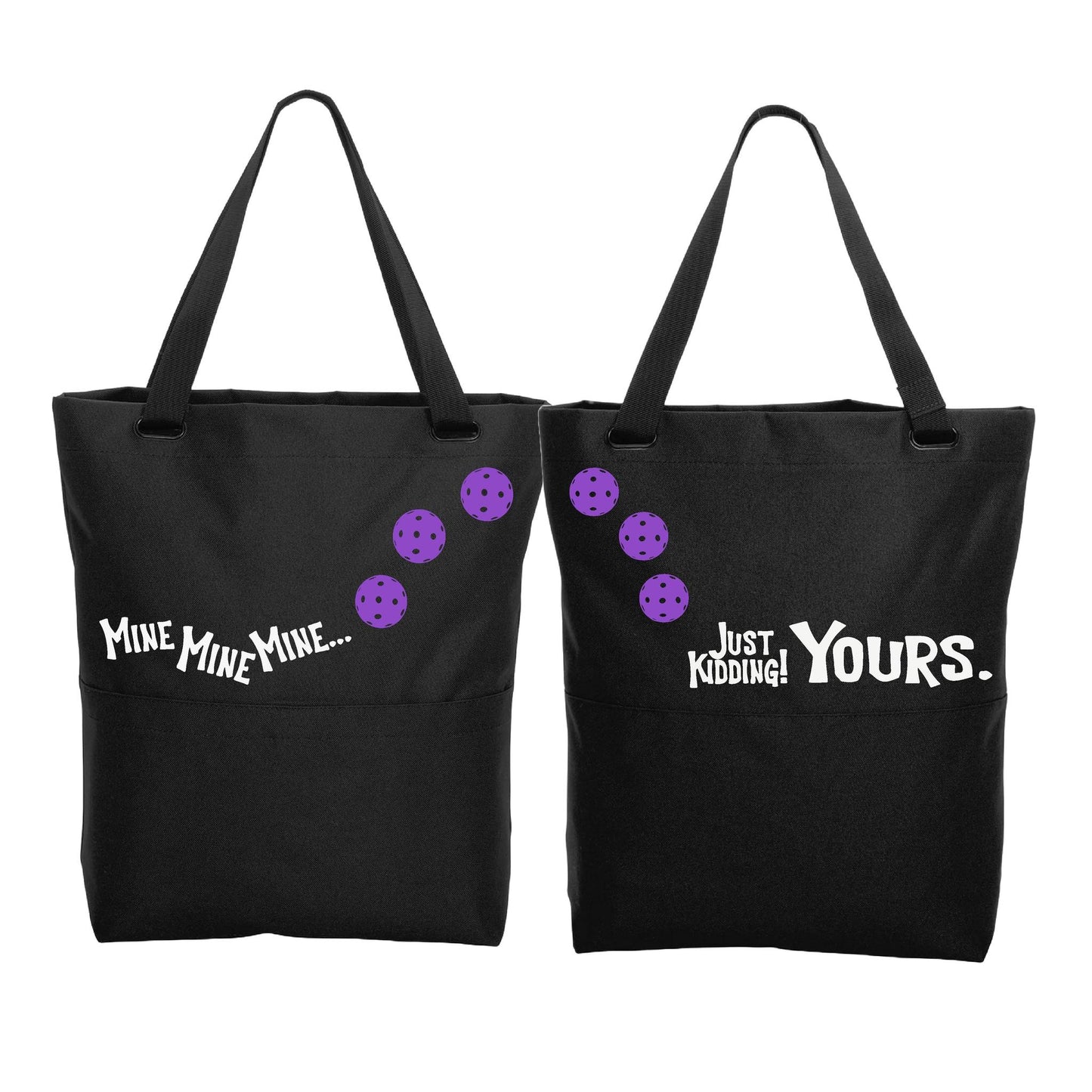 Mine JK Yours With Pickleballs (Customizable) | Pickleball Sports Convertible Tote Bag | Medium Size Court Tote Bag