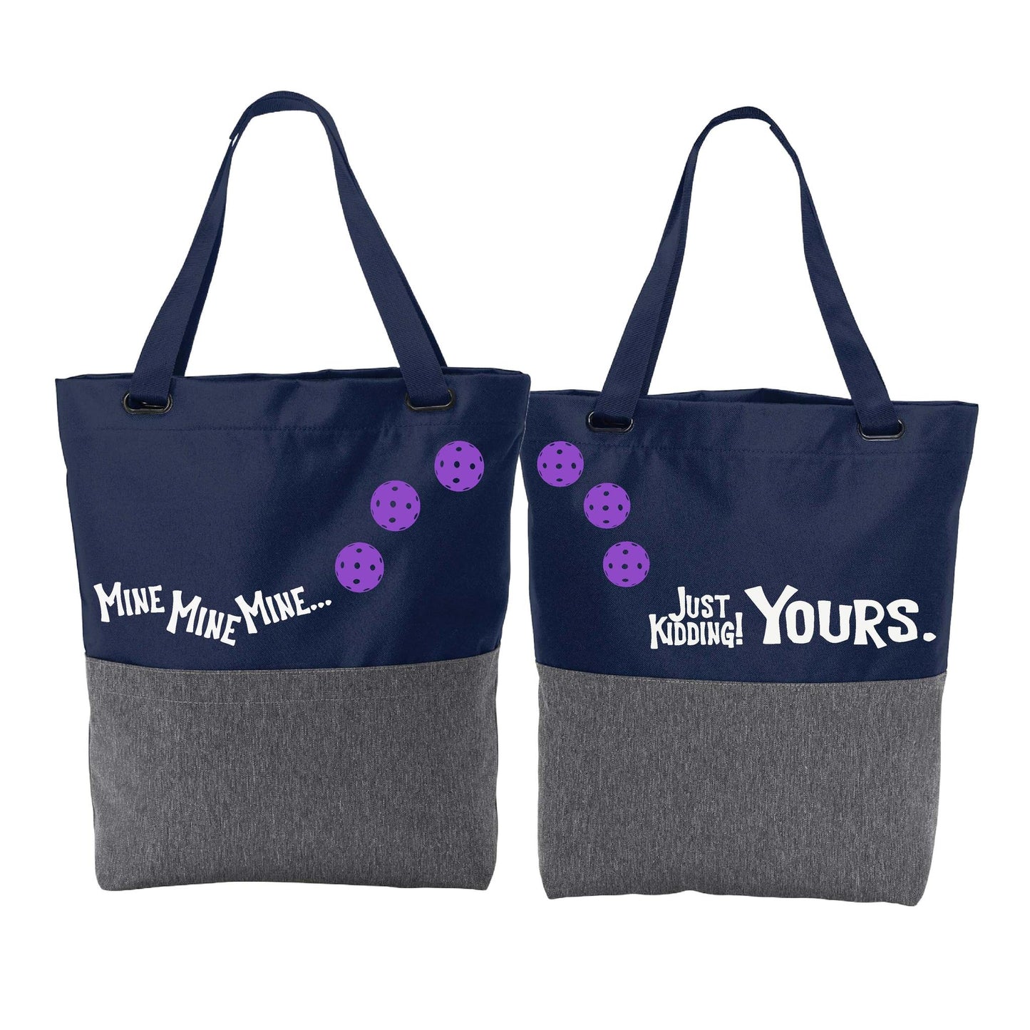 Mine JK Yours With Pickleballs (Customizable) | Pickleball Sports Convertible Tote Bag | Medium Size Court Tote Bag