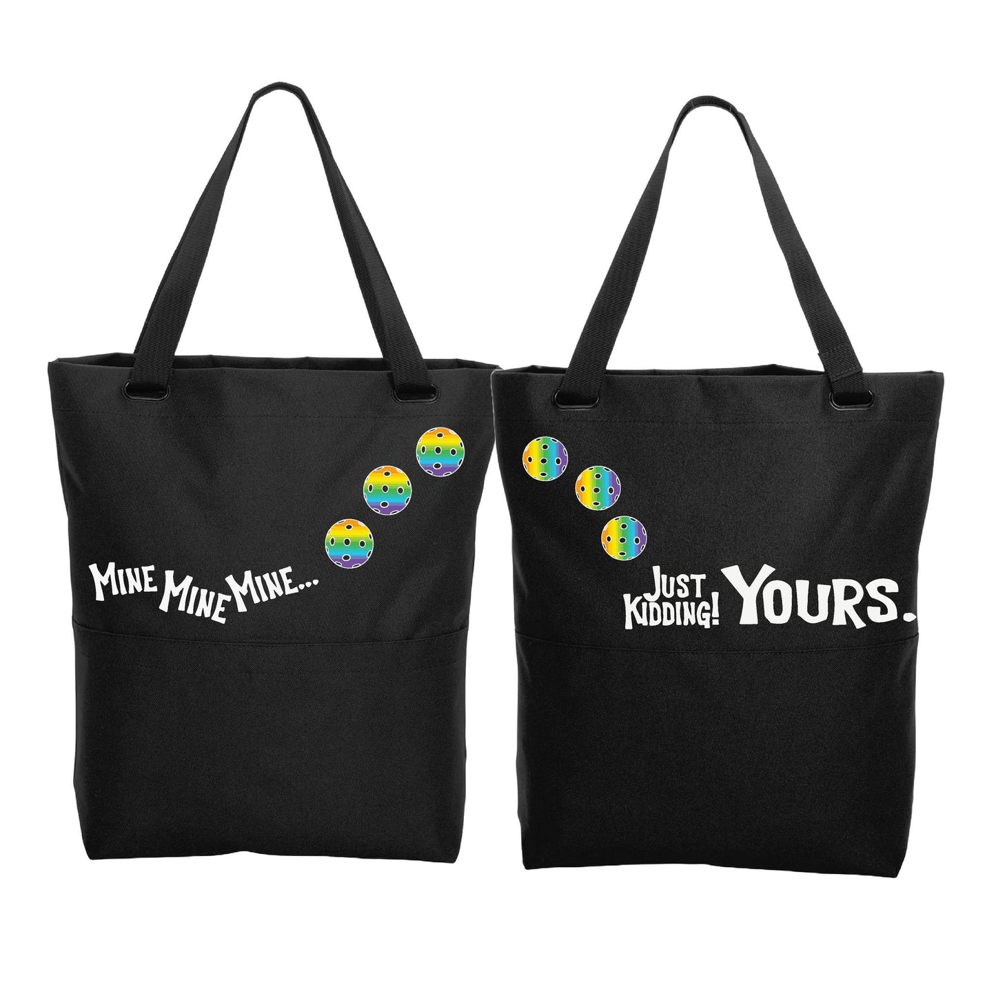 Mine JK Yours With Pickleballs (Customizable) | Pickleball Sports Convertible Tote Bag | Medium Size Court Tote Bag
