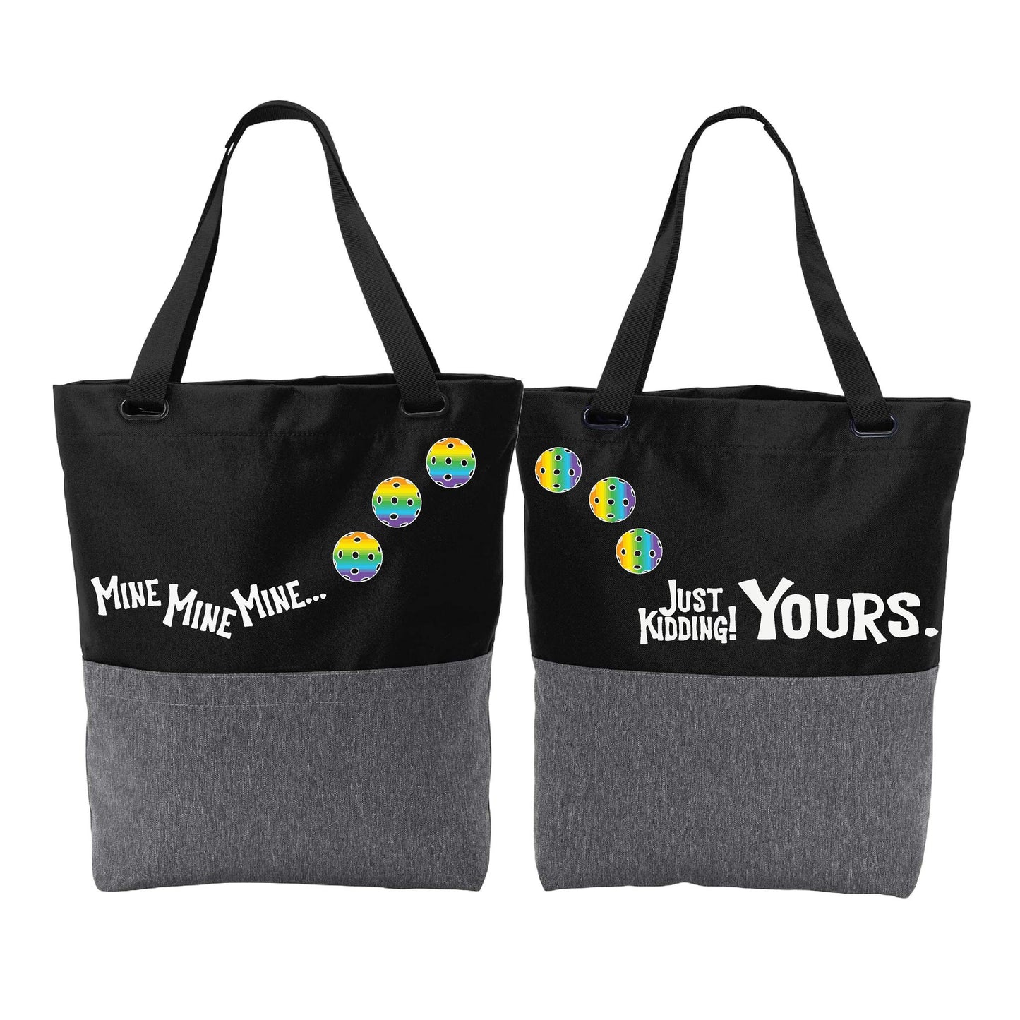 Mine JK Yours With Pickleballs (Customizable) | Pickleball Sports Convertible Tote Bag | Medium Size Court Tote Bag