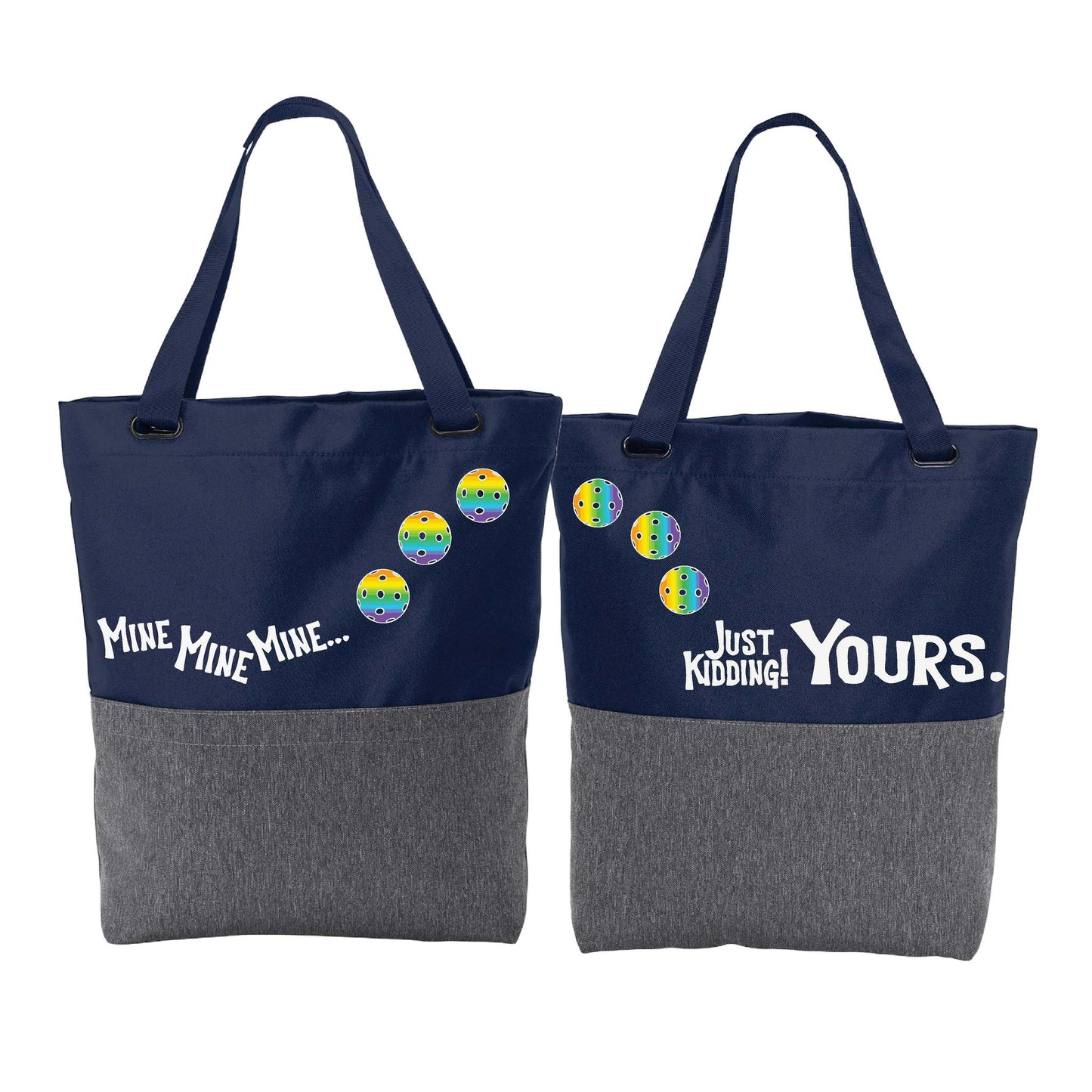 Mine JK Yours With Pickleballs (Customizable) | Pickleball Sports Convertible Tote Bag | Medium Size Court Tote Bag